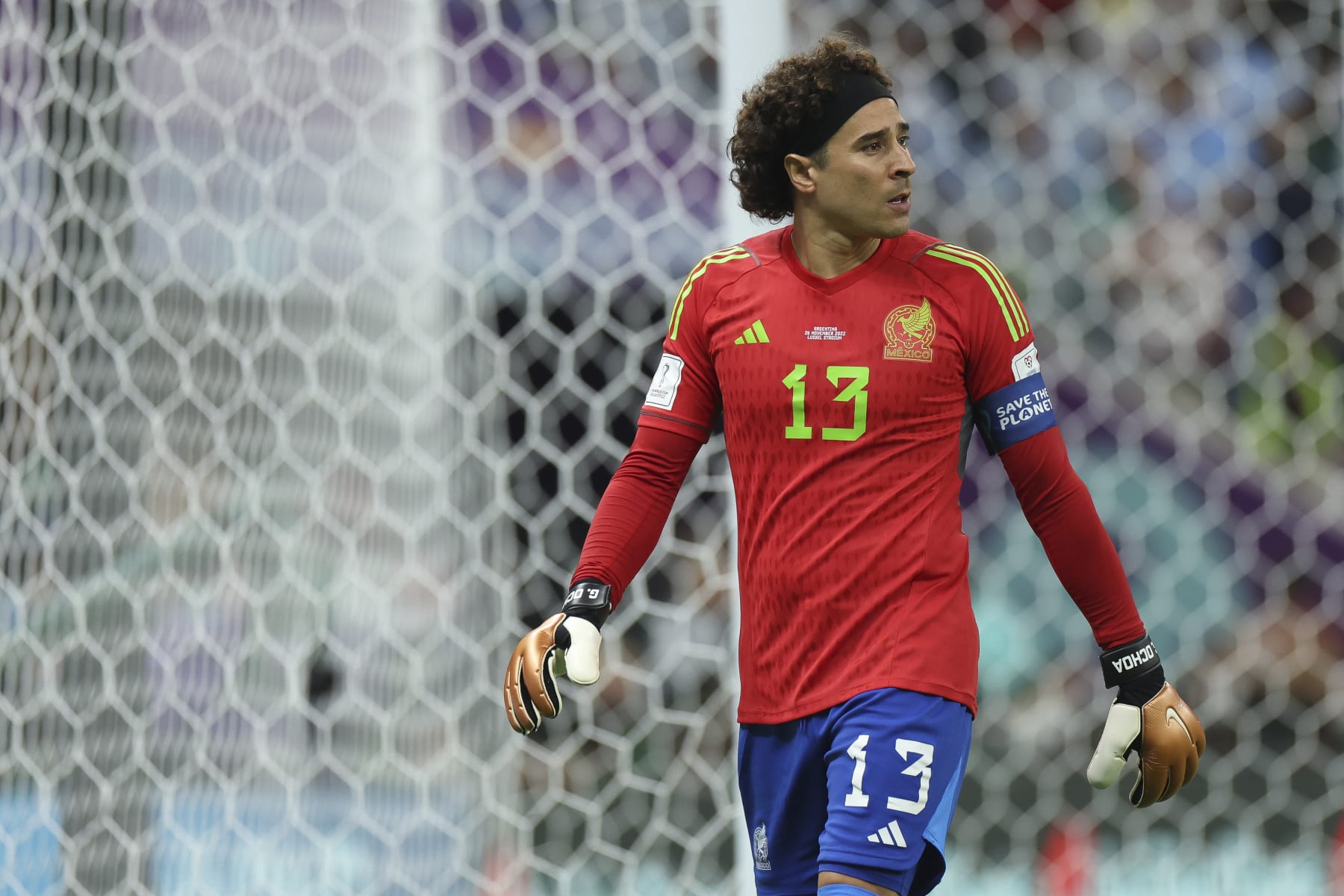 LUSAIL CITY, QATAR - NOVEMBER 26: Guillermo Ochoa of Mexico looks on during the FIFA World Cup Qatar 2022 Group C match between Argentina and Mexico at Lusail Stadium on November 26, 2022 in Lusail City, Qatar. (Photo by Maja Hitij - FIFA/FIFA via Getty Images)