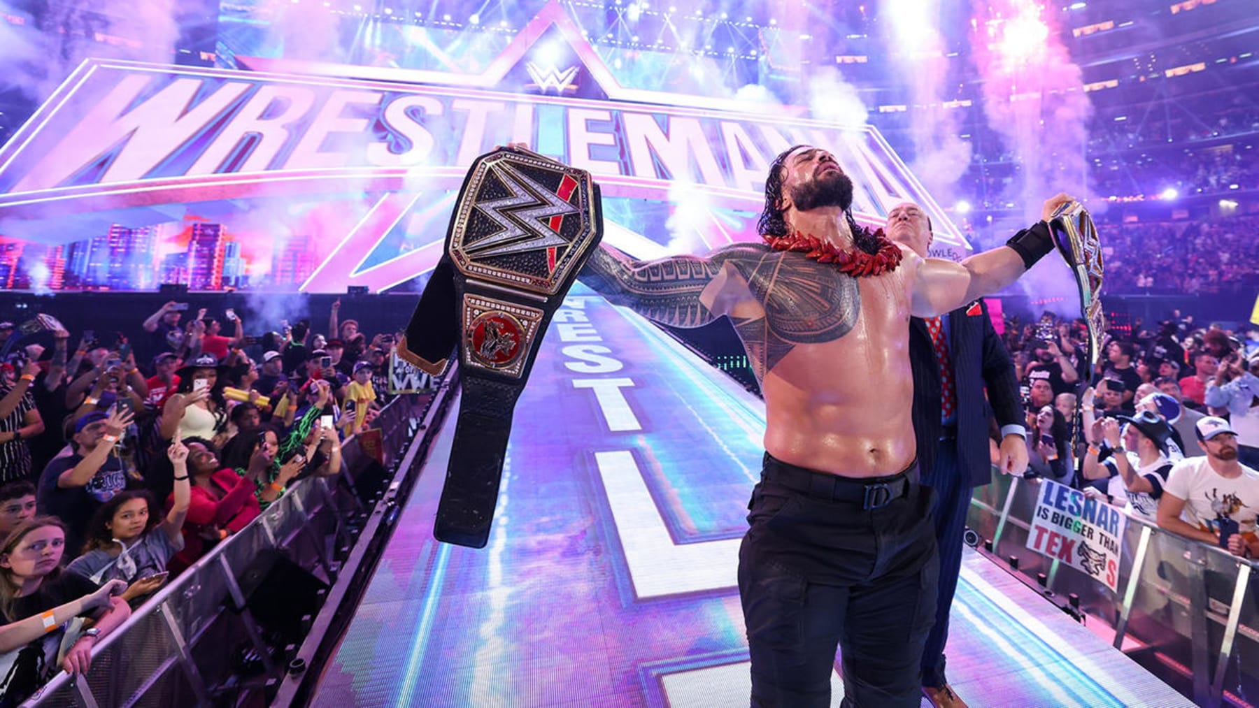 Roman Reigns unifies the WWE and Universal Championships.