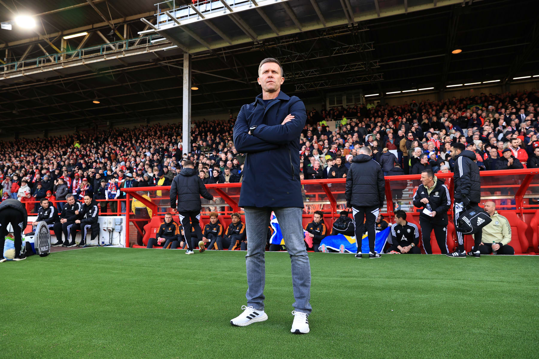 NOTTINGHAM, ENGLAND - FEBRUARY 05: Leeds United manager Jesse Marsch looks on before the Premier League match between Nottingham Forest and Leeds United at City Ground on February 5, 2023 in Nottingham, United Kingdom. (Photo by Simon Stacpoole/Offside/Offside via Getty Images)
