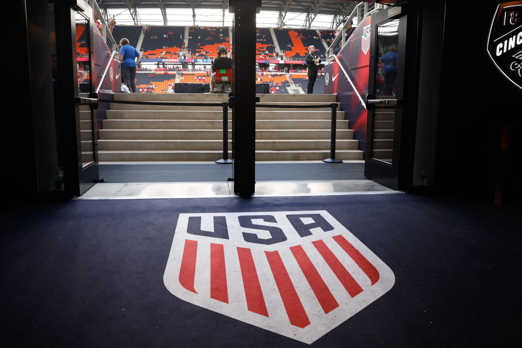 CINCINNATI, OH - JUNE 1: US Soccer crest before a game between Morocco and USMNT at TQL Stadium on June 1, 2022 in Cincinnati, Ohio. (Photo by Greg Bartram/ISI Photos/Getty Images)