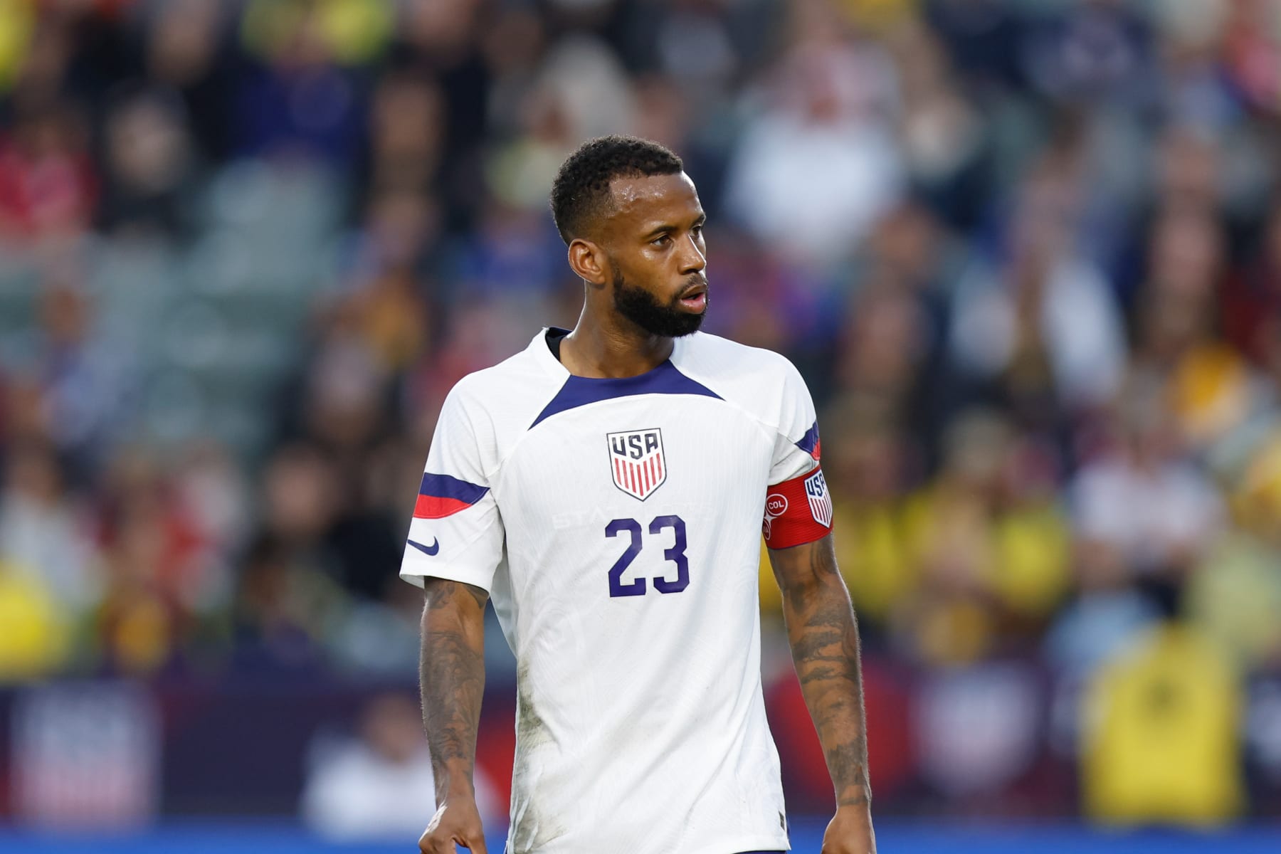 CARSON, CA - JANUARY 28: Kellyn Acosta #23 of the United States during a game between Colombia and USMNT at Dignity Health Sports Park on January 28, 2023 in Carson, California. (Photo by Jenny Chuang/ISI Photos/Getty Images)