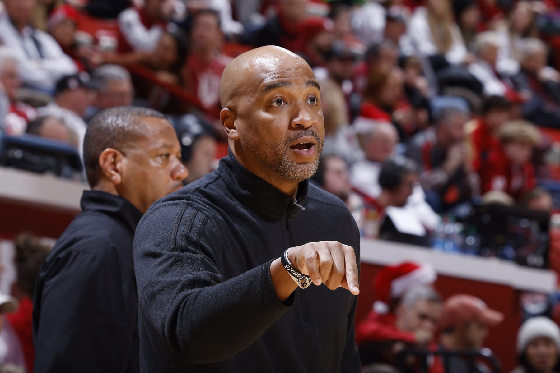 BLOOMINGTON, IN - DECEMBER 23: Kennesaw State Owls head coach Amir Abdur-Rahim looks on during a college basketball game against the Indiana Hoosiers on December 23, 2022 at Assembly Hall in Bloomington, Indiana. (Photo by Joe Robbins/Icon Sportswire via Getty Images)