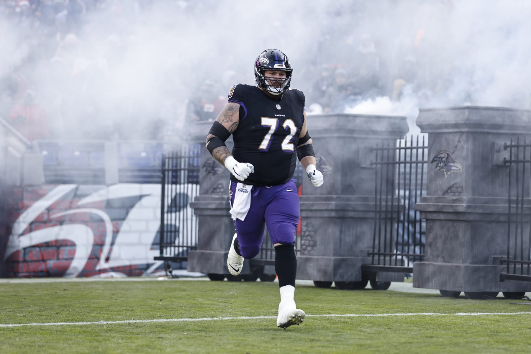 Baltimore Ravens guard Ben Powers (72) during an NFL wild-card