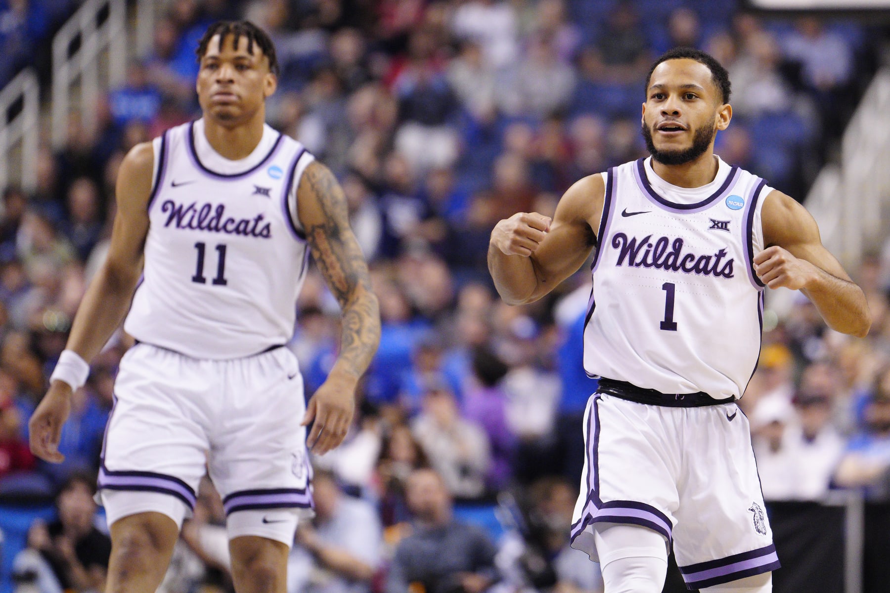Kansas State's Markquis Nowell (1) and Keyontae Johnson (11) Kansas State's Markquis Nowell (1) and Keyontae Johnson (11)
