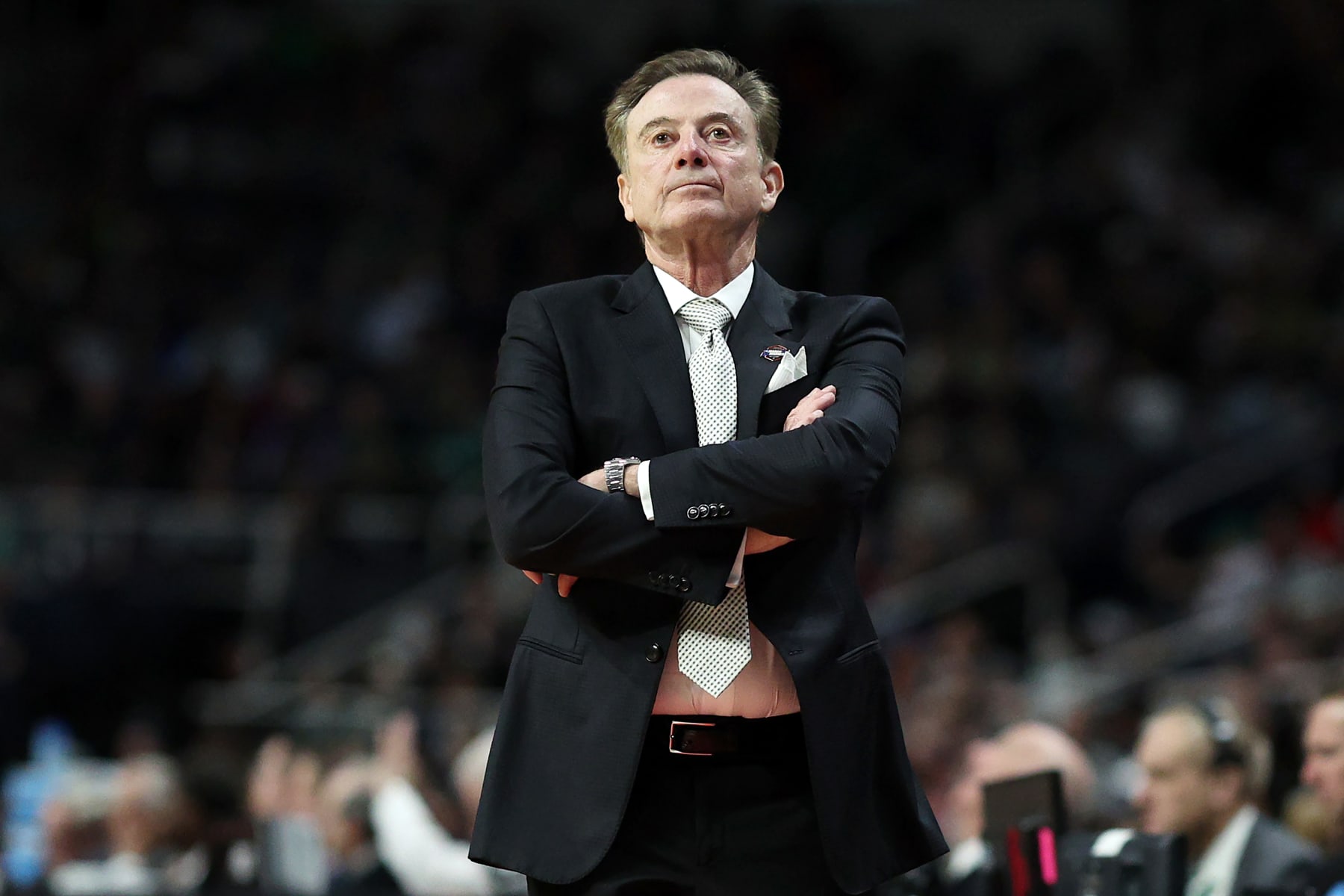 ALBANY, NEW YORK - MARCH 17: Head coach Rick Pitino of the Iona Gaels looks on in the second half against the Connecticut Huskies during the first round of the NCAA Men's Basketball Tournament at MVP Arena on March 17, 2023 in Albany, New York. (Photo by Rob Carr/Getty Images)