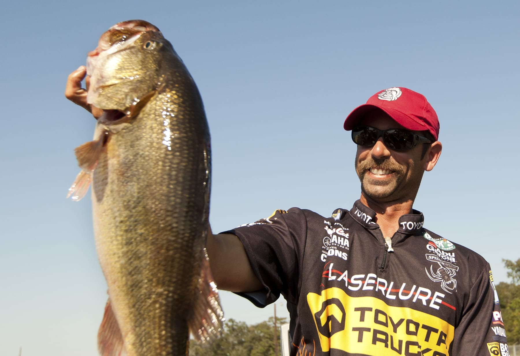 2 October 2010: Angler Mike Iaconelli shows off his big catch during the Toyota Texas Bass Classic at Lone Star Convention Center & Expo Center in Conroe, Texas on October 2, 2010. (Photo by Chris Keane/Icon SMI/Icon Sport Media via Getty Images)