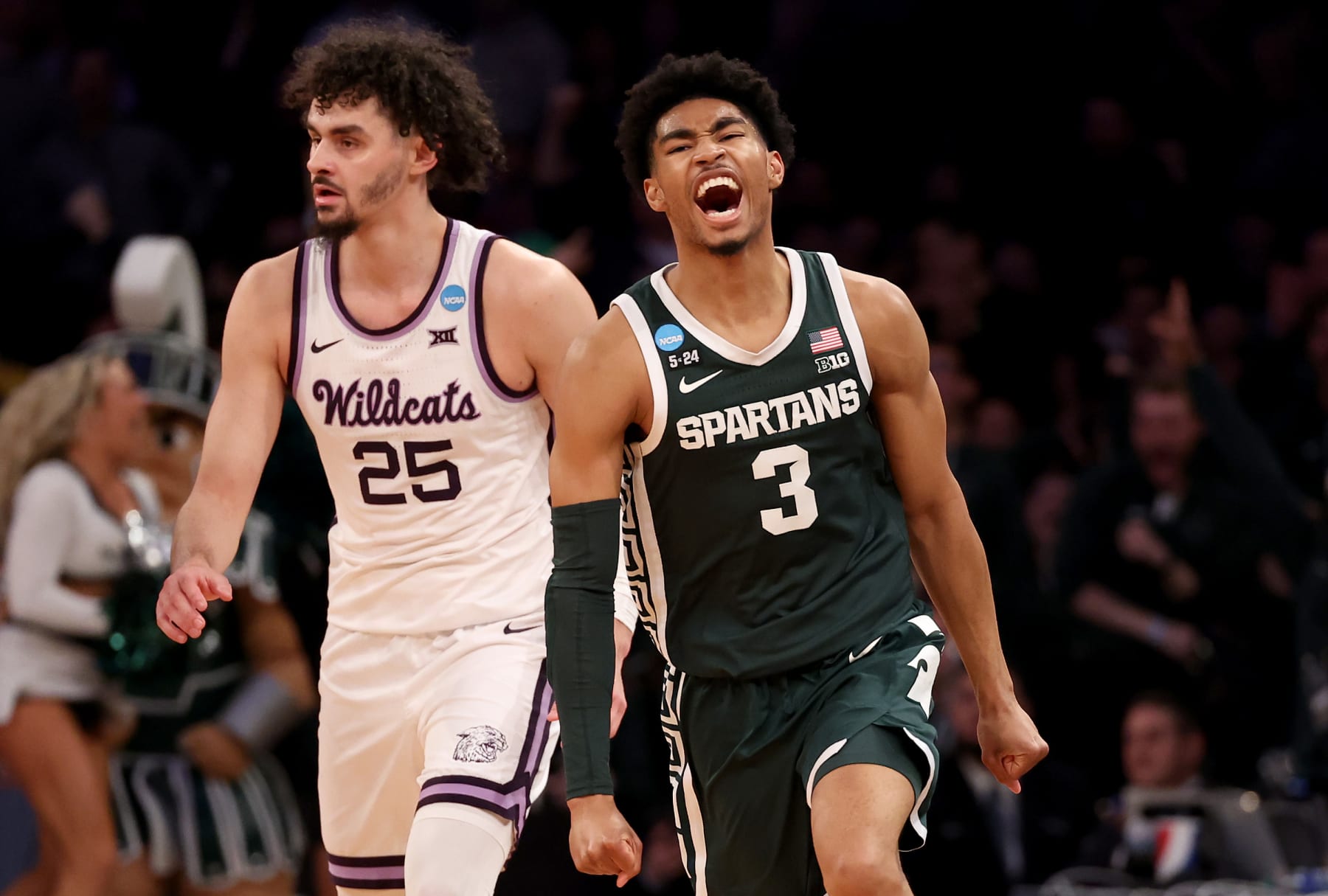 Michigan State's Jaden Akins and Kansas State's Ismael Massoud Michigan State's Jaden Akins and Kansas State's Ismael Massoud