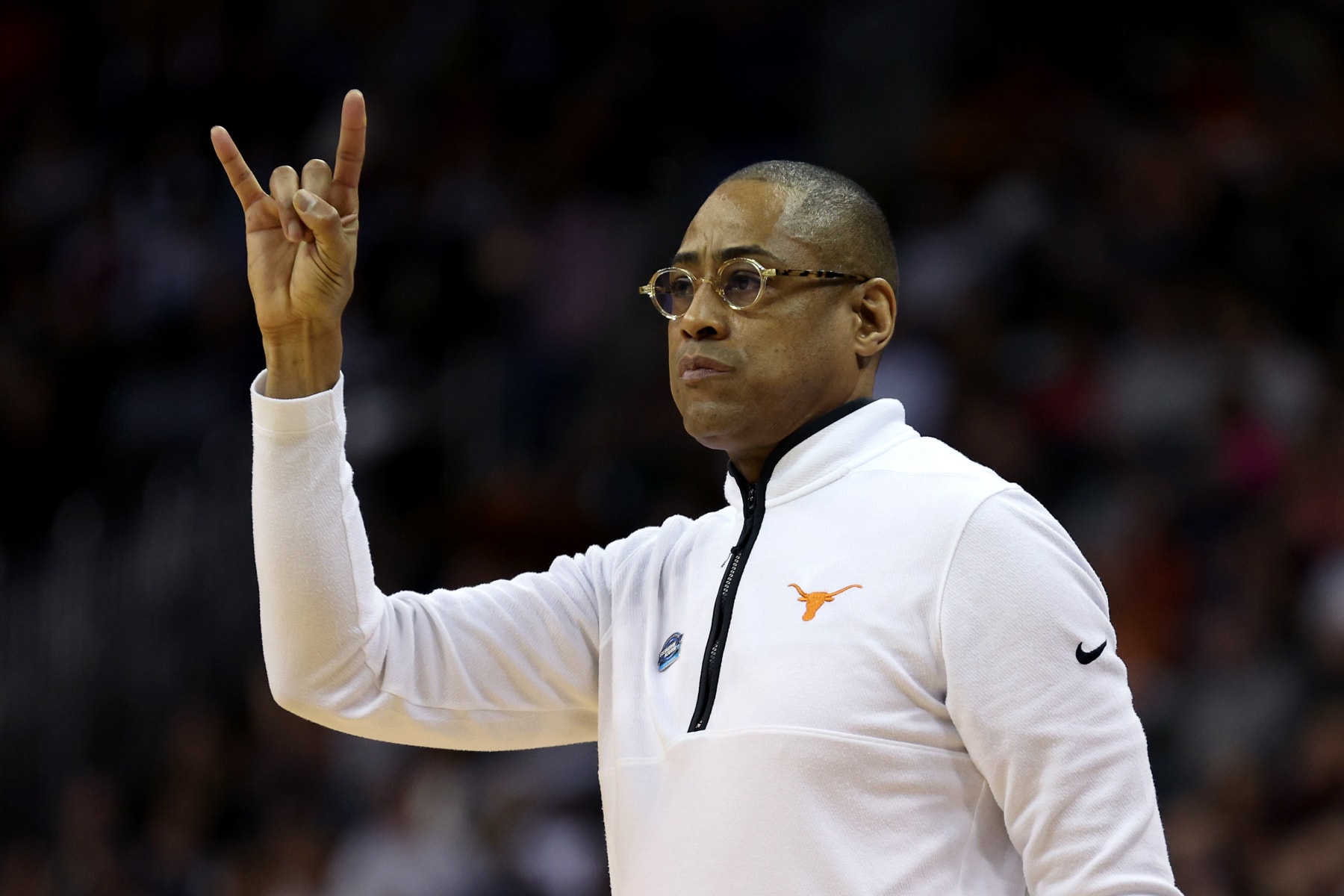 KANSAS CITY, MISSOURI - MARCH 24: Head coach Rodney Terry of the Texas Longhorns calls out a play against the Xavier Musketeers during the first half in the Sweet 16 round of the NCAA Men's Basketball Tournament at T-Mobile Center on March 24, 2023 in Kansas City, Missouri. (Photo by Jamie Squire/Getty Images)