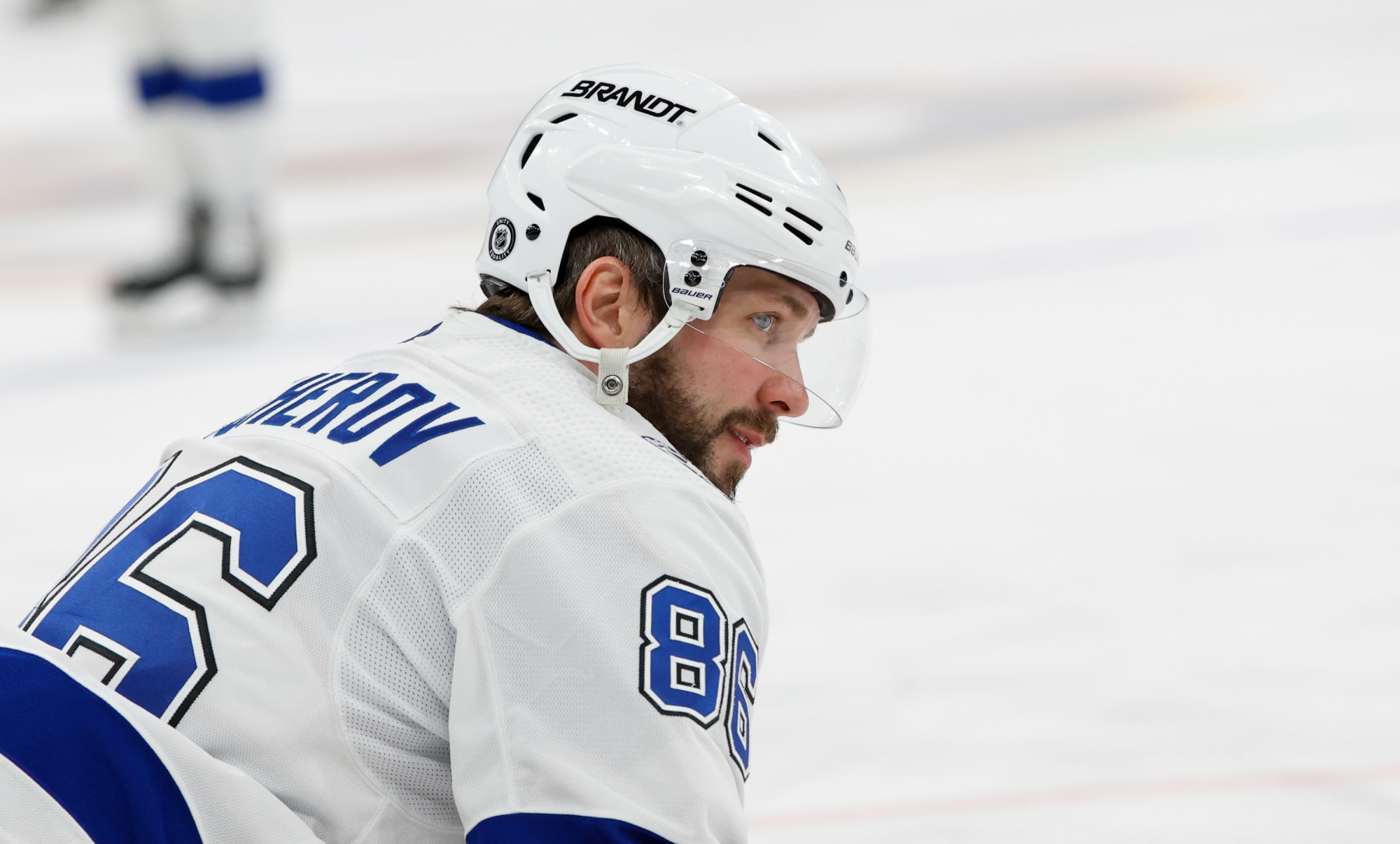 BOSTON, MA - MARCH 25: Nikita Kucherov #86 of the Tampa Bay Lightning warms up before a game against the Boston Bruins at the TD Garden on March 25, 2023 in Boston, Massachusetts. (Photo by Richard T Gagnon/Getty Images)