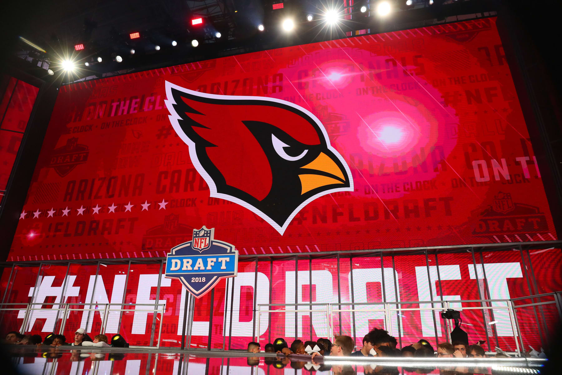 ARLINGTON, TX - APRIL 26: The Arizona Cardinals logo on the video board during the first round at the 2018 NFL Draft at AT&T Statium on April 26, 2018 at AT&T Stadium in Arlington Texas. (Photo by Rich Graessle/Icon Sportswire via Getty Images) ARLINGTON, TX - APRIL 26: The Arizona Cardinals logo on the video board during the first round at the 2018 NFL Draft at AT&T Statium on April 26, 2018 at AT&T Stadium in Arlington Texas. (Photo by Rich Graessle/Icon Sportswire via Getty Images)