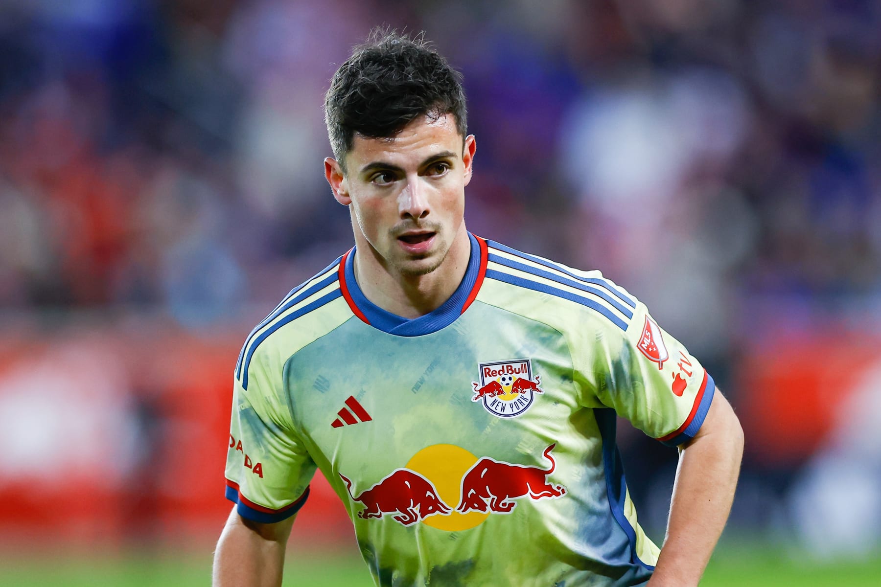 HARRISON, NJ - MARCH 04:  Dante Vanzeir #13 of New York Red Bulls during the game against Nashville SC on March 4, 2023 at Red Bull Arena in Harrison, New Jersey.  (Photo by Rich Graessle/Icon Sportswire via Getty Images)