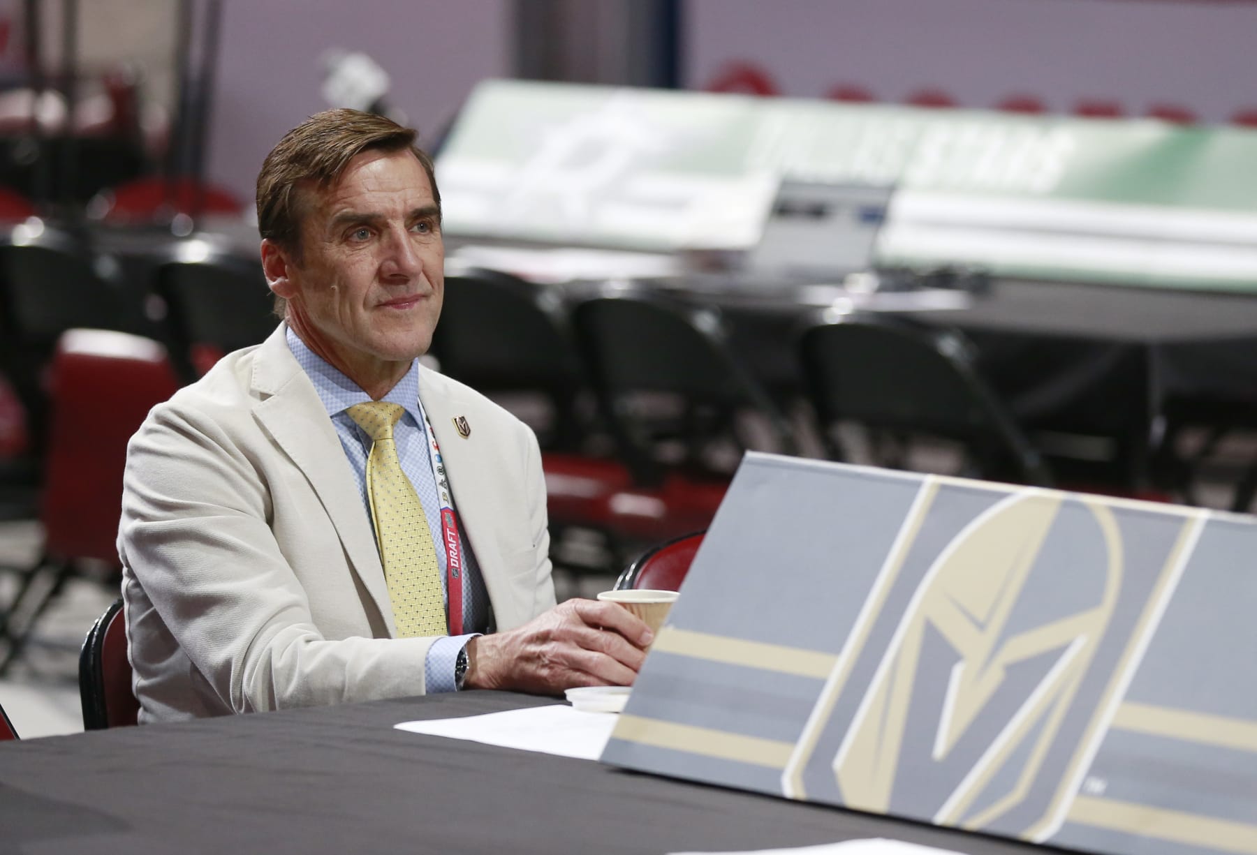 MONTREAL, QUEBEC - JULY 08: President of Hockey Operations George McPhee of the Vegas Golden Knights looks on during the 2022 Upper Deck NHL Draft at Bell Centre on July 08, 2022 in Montreal, Quebec. (Photo by Jeff Vinnick/NHLI via Getty Images)