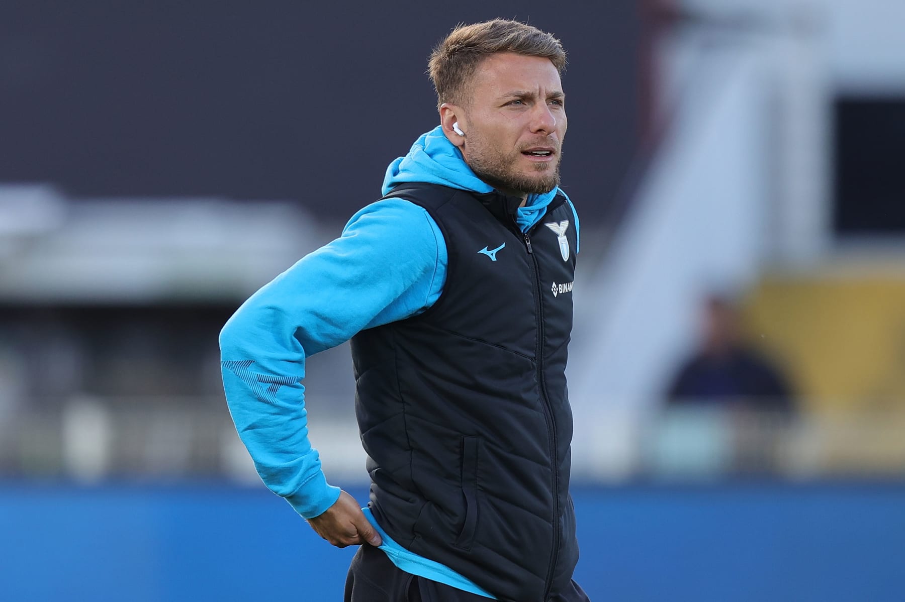 LA SPEZIA, ITALY - APRIL 14: Ciro Immobile SS Lazio looks on during the Serie A match between Spezia Calcio and SS Lazio at Stadio Alberto Picco on April 14, 2023 in La Spezia, Italy. (Photo by Gabriele Maltinti/Getty Images)