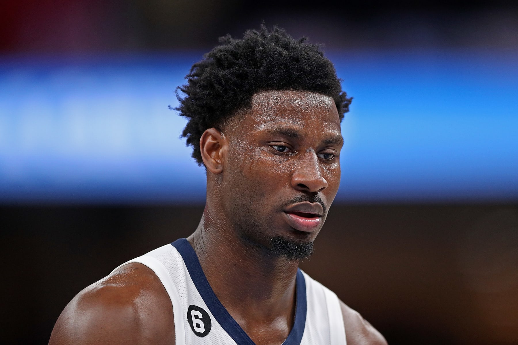 MEMPHIS, TENNESSEE - APRIL 04: Jaren Jackson Jr. #13 of the Memphis Grizzlies during the game against the Portland Trail Blazers at FedExForum on April 04, 2023 in Memphis, Tennessee. NOTE TO USER: User expressly acknowledges and agrees that, by downloading and or using this photograph, User is consenting to the terms and conditions of the Getty Images License Agreement. (Photo by Justin Ford/Getty Images) MEMPHIS, TENNESSEE - APRIL 04: Jaren Jackson Jr. #13 of the Memphis Grizzlies during the game against the Portland Trail Blazers at FedExForum on April 04, 2023 in Memphis, Tennessee. NOTE TO USER: User expressly acknowledges and agrees that, by downloading and or using this photograph, User is consenting to the terms and conditions of the Getty Images License Agreement. (Photo by Justin Ford/Getty Images)