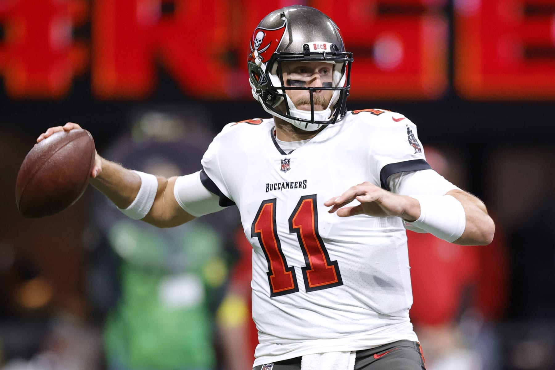 ATLANTA, GEORGIA - JANUARY 08: Blaine Gabbert #11 of the Tampa Bay Buccaneers throws the ball during the third quarter against the Atlanta Falcons at Mercedes-Benz Stadium on January 08, 2023 in Atlanta, Georgia. (Photo by Alex Slitz/Getty Images) ATLANTA, GEORGIA - JANUARY 08: Blaine Gabbert #11 of the Tampa Bay Buccaneers throws the ball during the third quarter against the Atlanta Falcons at Mercedes-Benz Stadium on January 08, 2023 in Atlanta, Georgia. (Photo by Alex Slitz/Getty Images)