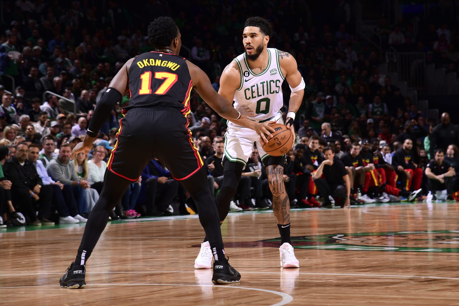 Onyeka Okongwu and Jayson Tatum