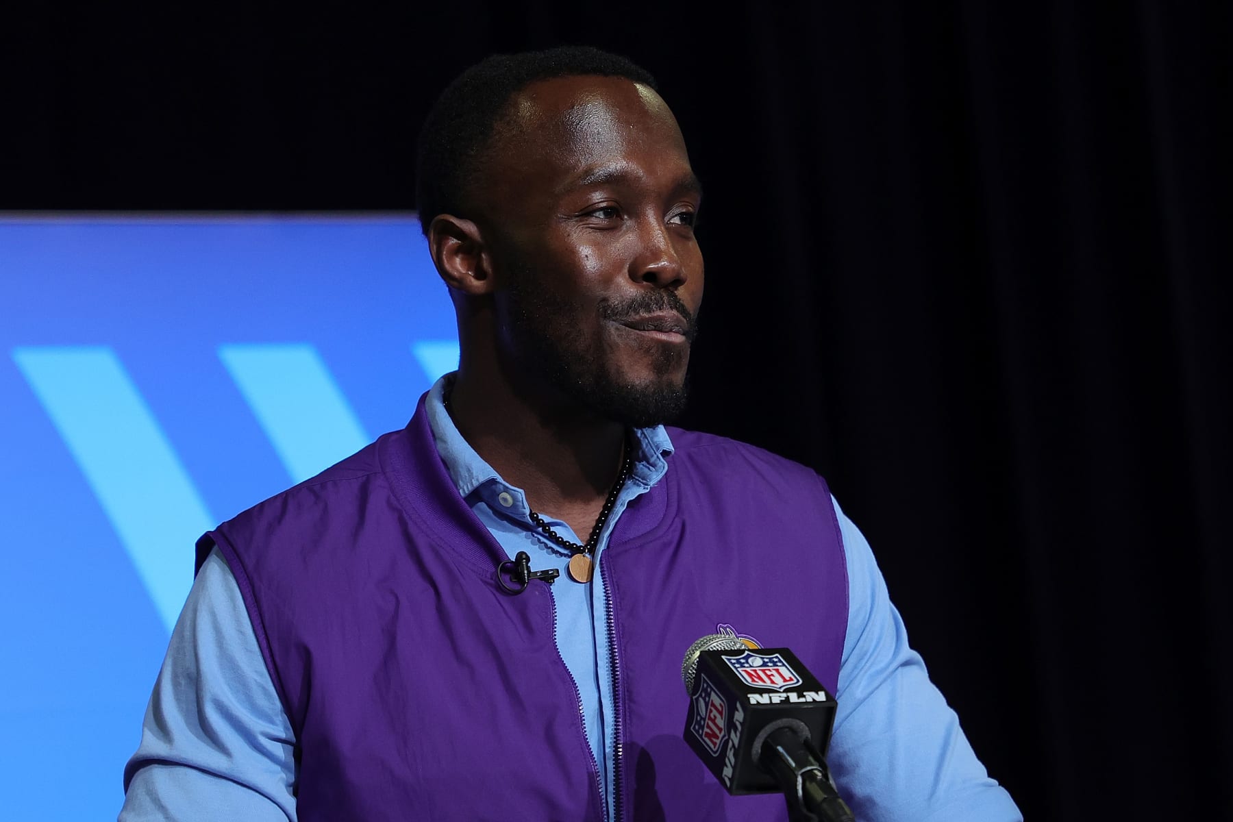 INDIANAPOLIS, INDIANA - FEBRUARY 28: General Manager Kwesi Adofo-Mensah of the Minnesota Vikings speaks to the media during the NFL Combine at the Indiana Convention Center on February 28, 2023 in Indianapolis, Indiana. (Photo by Stacy Revere/Getty Images) INDIANAPOLIS, INDIANA - FEBRUARY 28: General Manager Kwesi Adofo-Mensah of the Minnesota Vikings speaks to the media during the NFL Combine at the Indiana Convention Center on February 28, 2023 in Indianapolis, Indiana. (Photo by Stacy Revere/Getty Images)
