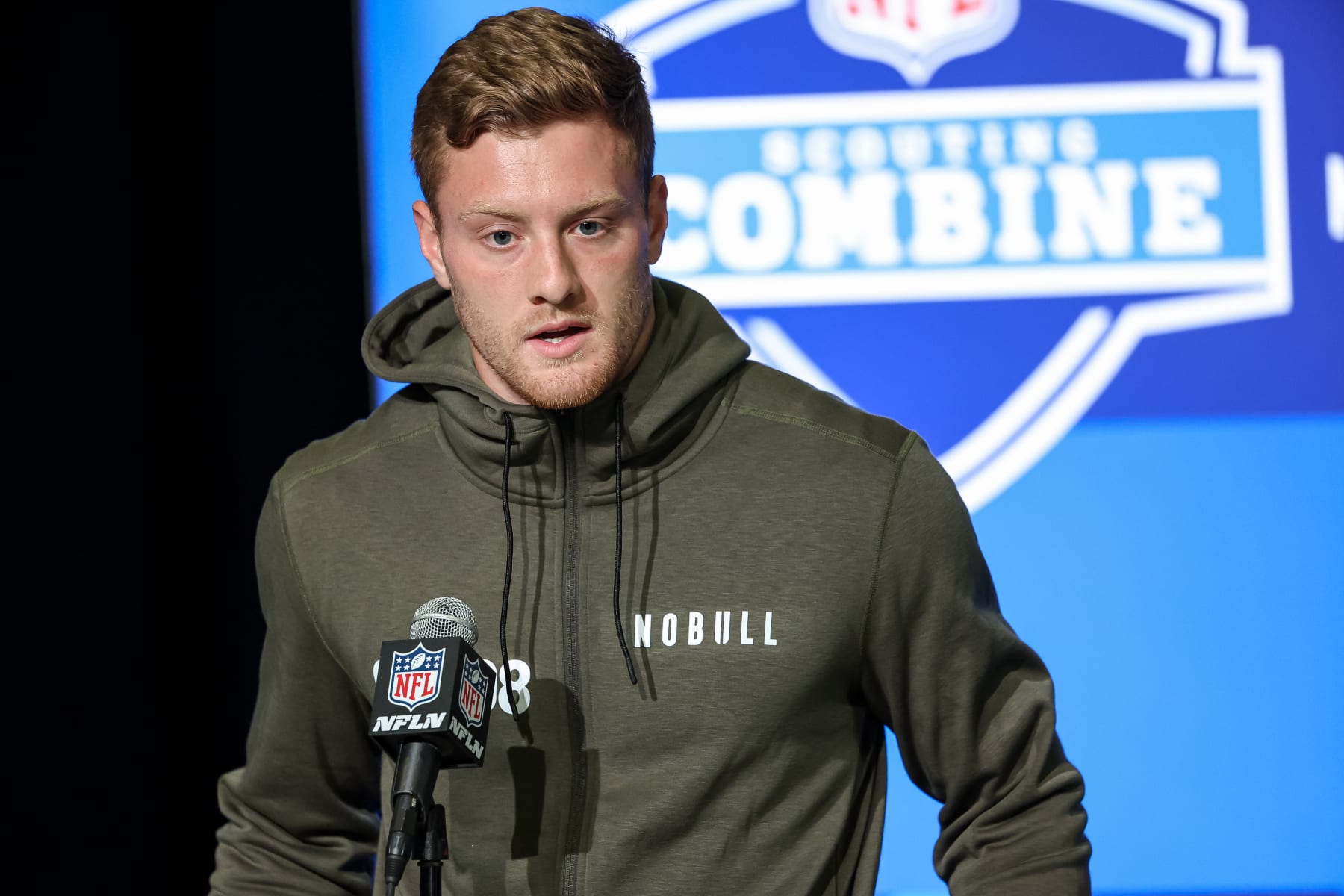 INDIANAPOLIS, IN - MARCH 03: Quarterback Will Levis of Kentucky speaks to the media during the NFL Combine at Lucas Oil Stadium on March 3, 2023 in Indianapolis, Indiana. (Photo by Michael Hickey/Getty Images) INDIANAPOLIS, IN - MARCH 03: Quarterback Will Levis of Kentucky speaks to the media during the NFL Combine at Lucas Oil Stadium on March 3, 2023 in Indianapolis, Indiana. (Photo by Michael Hickey/Getty Images)