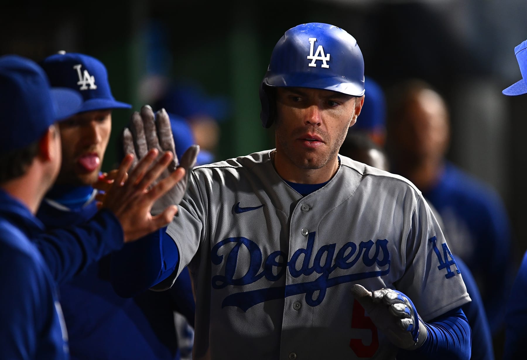 April 5, 2022, Los Angeles, California, USA: Freddie Freeman #5 of the Los  Angeles Dodgers runs to home base during their Spring Training game against  the Los Angeles Angels on Tuesday April