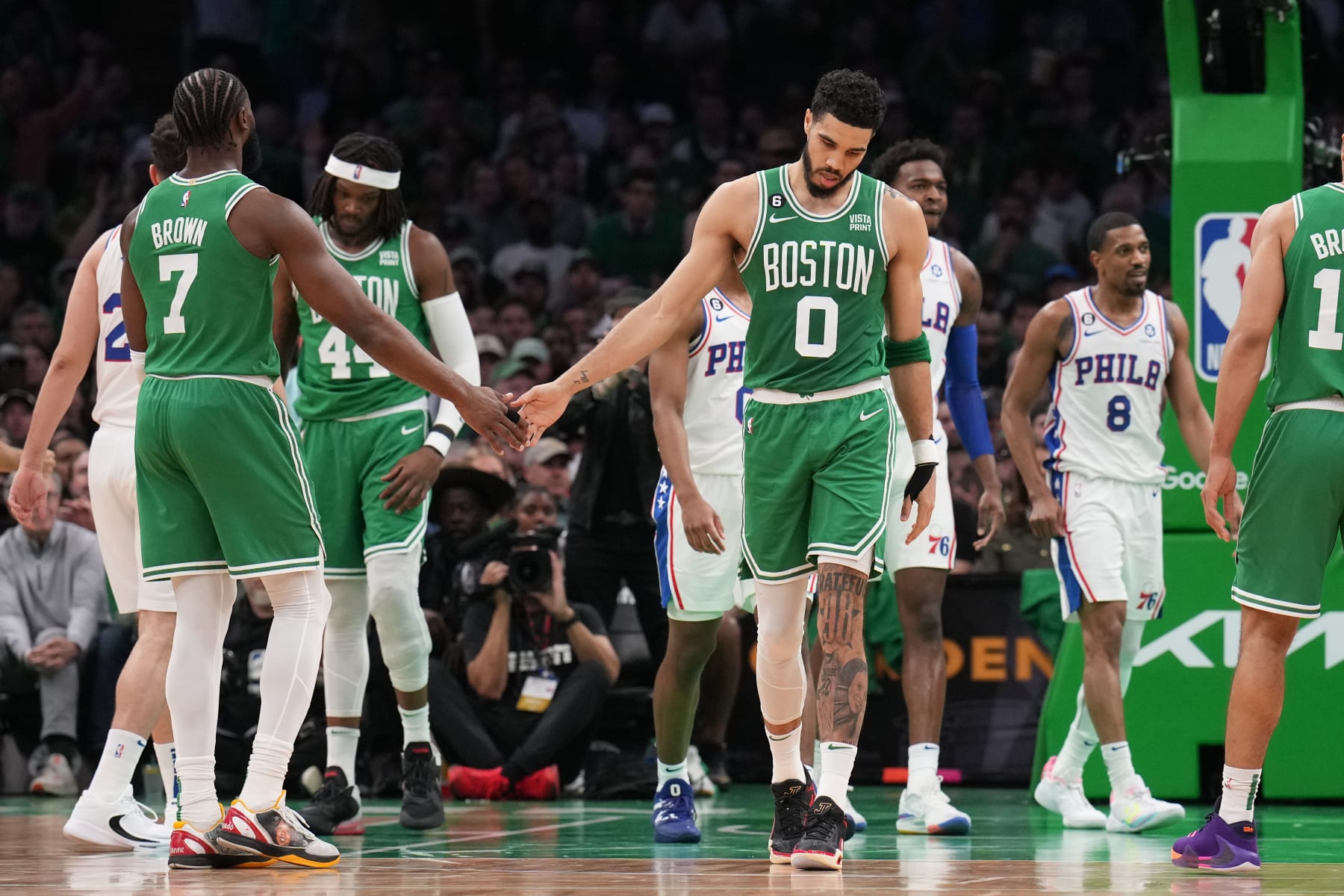 Jaylen Brown, Robert Williams III and Jayson Tatum