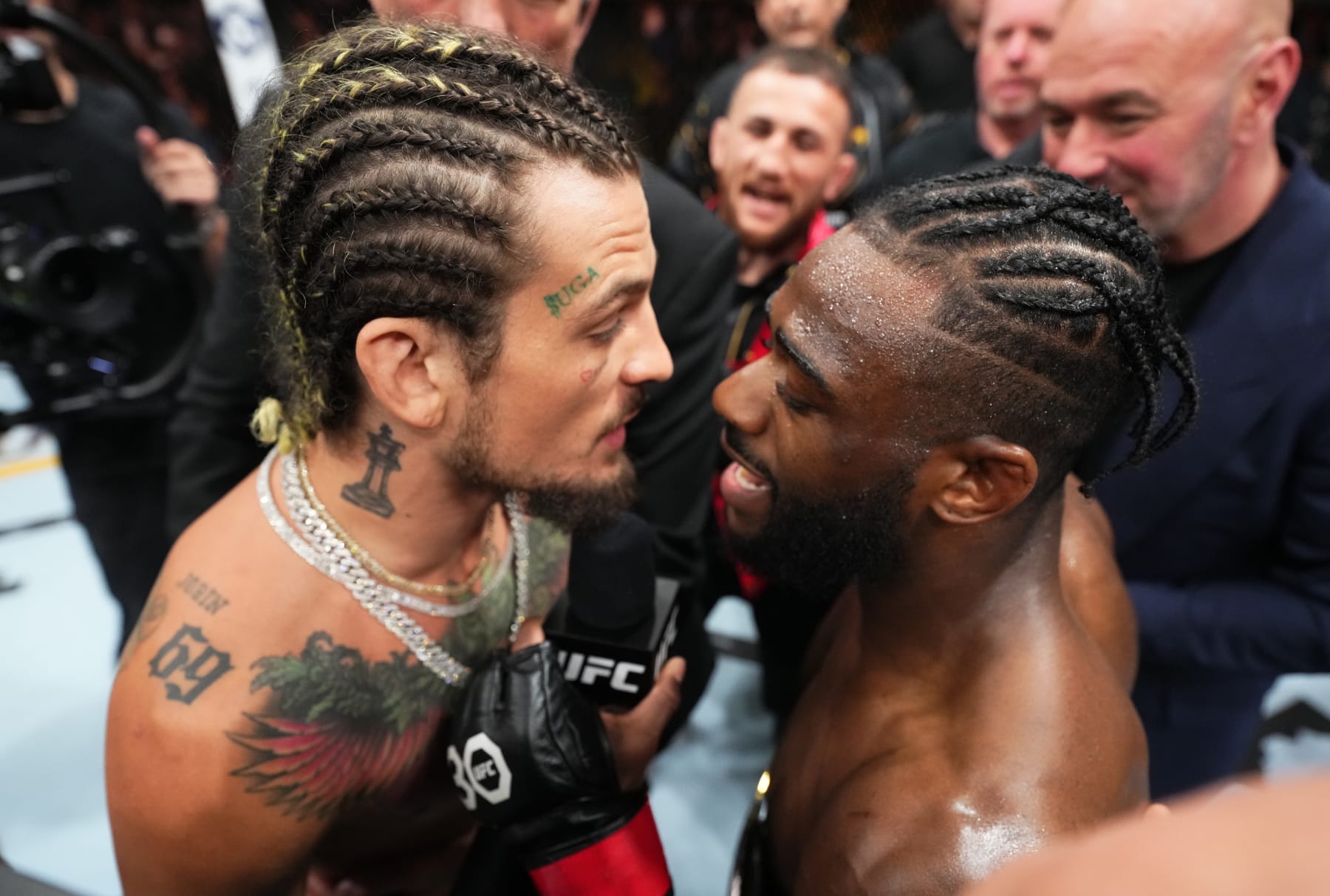 Sean O'Malley (left) and Aljamain Sterling.