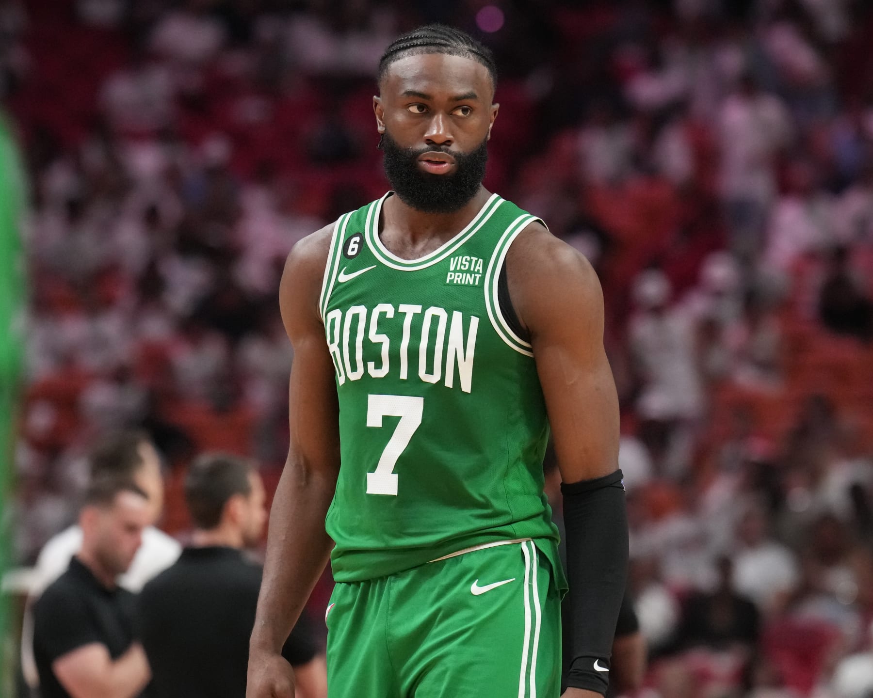 Jaylen Brown Boston Celtics Game-Used #7 Kelly Green Jersey vs. Miami Heat  on May 17 2022