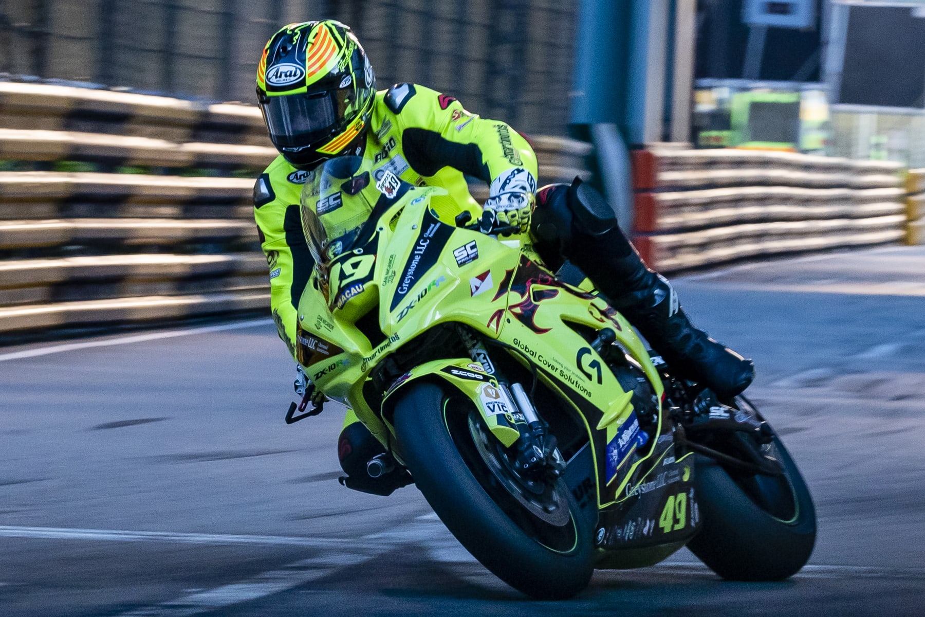 MACAU, MACAU - NOVEMBER 16: Raul Torras Martinez of Denmark driving the (49) Torras Racing Team KAWASAKI ZX10-RR during Macau Motorcycle Grand Prix - 53rd Edition on day three of the 66th Macau Grand Prix on November 16, 2019 in Macau. (Photo by Yu Chun Christopher Wong/Eurasia Sport Images/Getty Images)