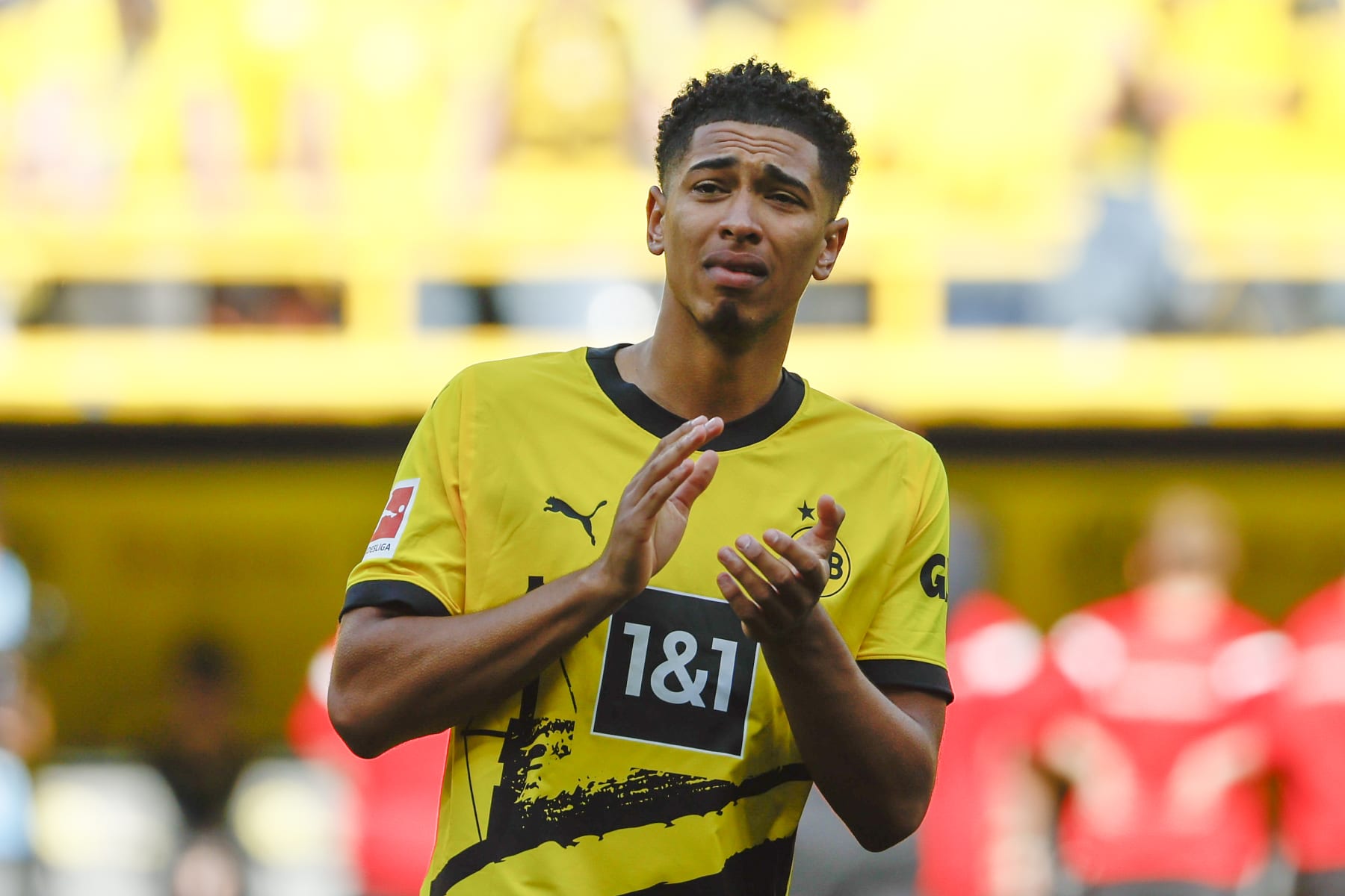 DORTMUND, GERMANY - MAY 27: Jude Bellingham of Borussia Dortmund looks disappointed after the Bundesliga match between Borussia Dortmund and 1. FSV Mainz 05 at Signal Iduna Park on May 27, 2023 in Dortmund, Germany. (Photo by Joachim Bywaletz/DeFodi Images via Getty Images)