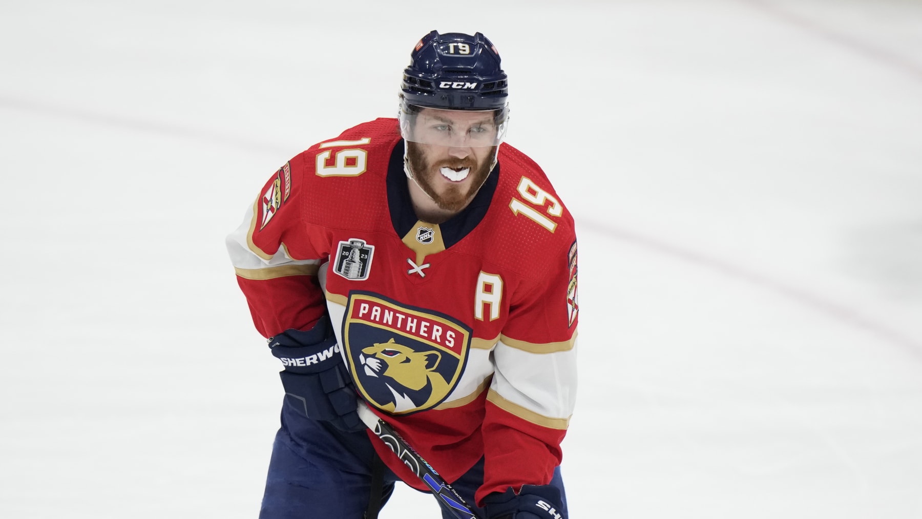 Florida Panthers left wing Matthew Tkachuk (19) skates during the first period in Game 4 of the NHL hockey Stanley Cup Finals against the Vegas Golden Knights, Saturday, June 10, 2023, in Sunrise, Fla. (AP Photo/Wilfredo Lee)