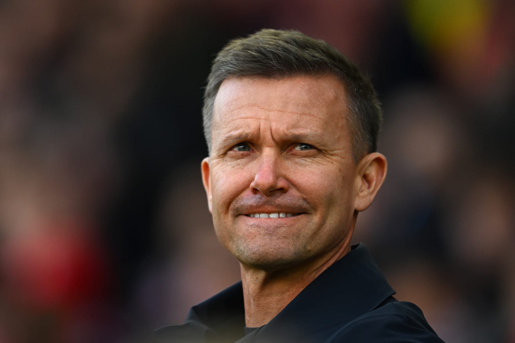 NOTTINGHAM, ENGLAND - FEBRUARY 05: Jesse Marsch, Manager of Leeds United, looks on prior to the Premier League match between Nottingham Forest and Leeds United at City Ground on February 05, 2023 in Nottingham, England. (Photo by Clive Mason/Getty Images)