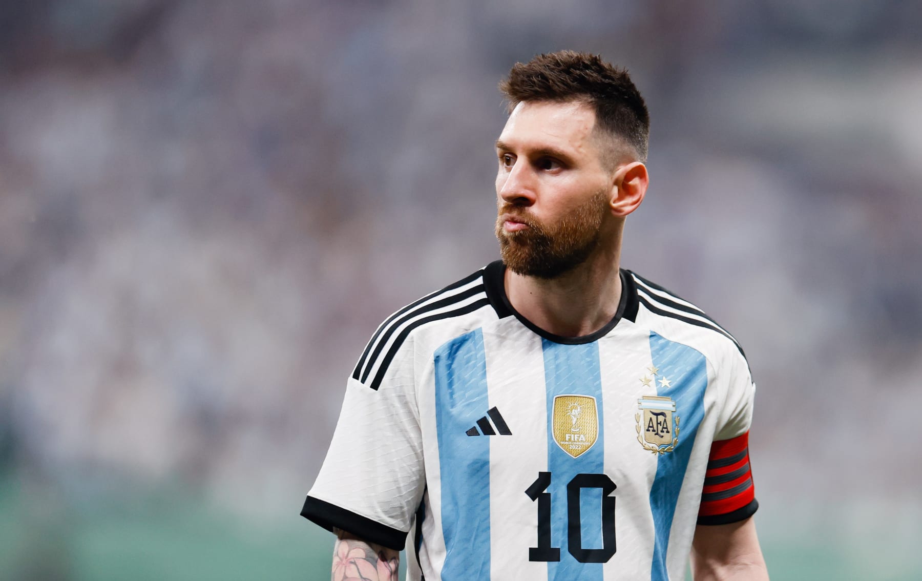 Lionel Messi of Argentina looks on during an international football invitational between Argentina and Australia in Beijing, capital of China, June 15, 2023. (Photo by Wang Lili/Xinhua via Getty Images)