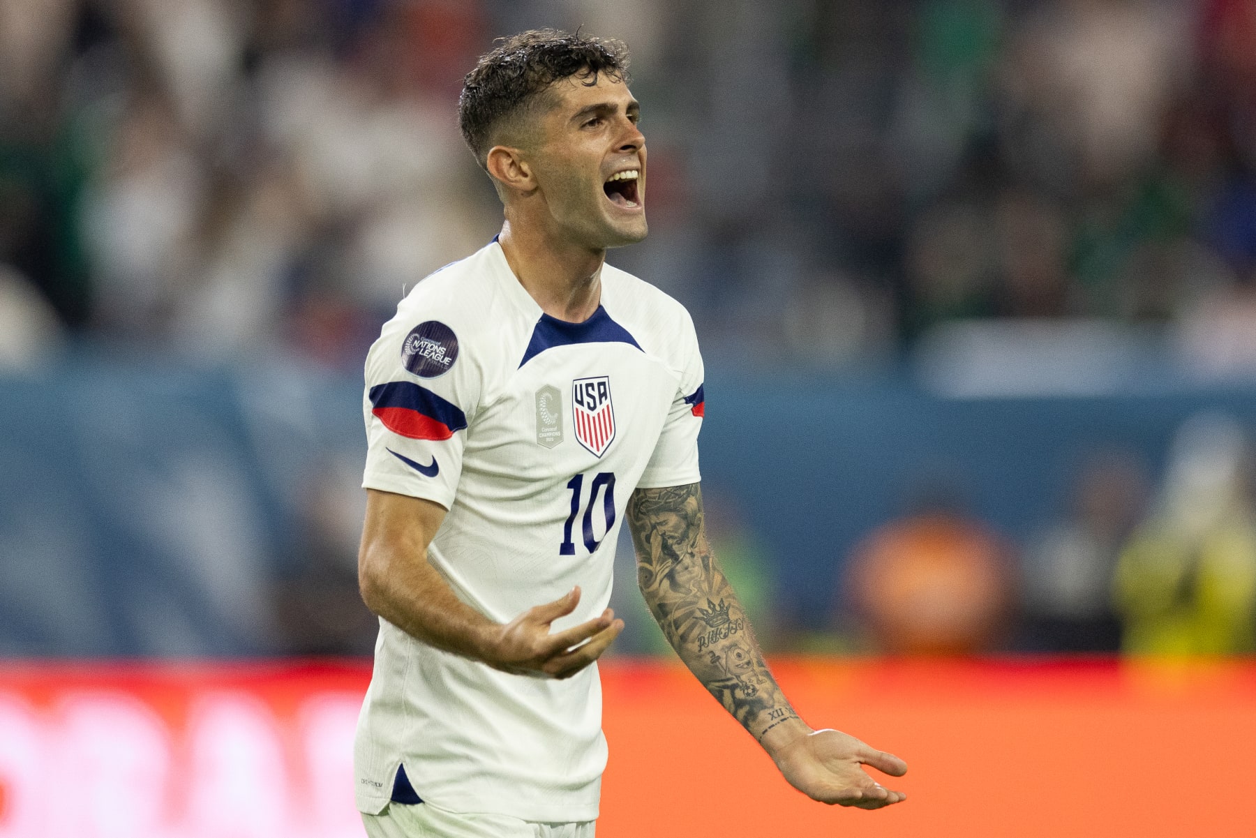 LAS VEGAS, NV - JUNE 15: Christian Pulisic #10 of the United States during a game between Mexico and USMNT at Allegiant Stadium on June 15, 2023 in Las Vegas, Nevada. (Photo by John Dorton/USSF/Getty Images for USSF)