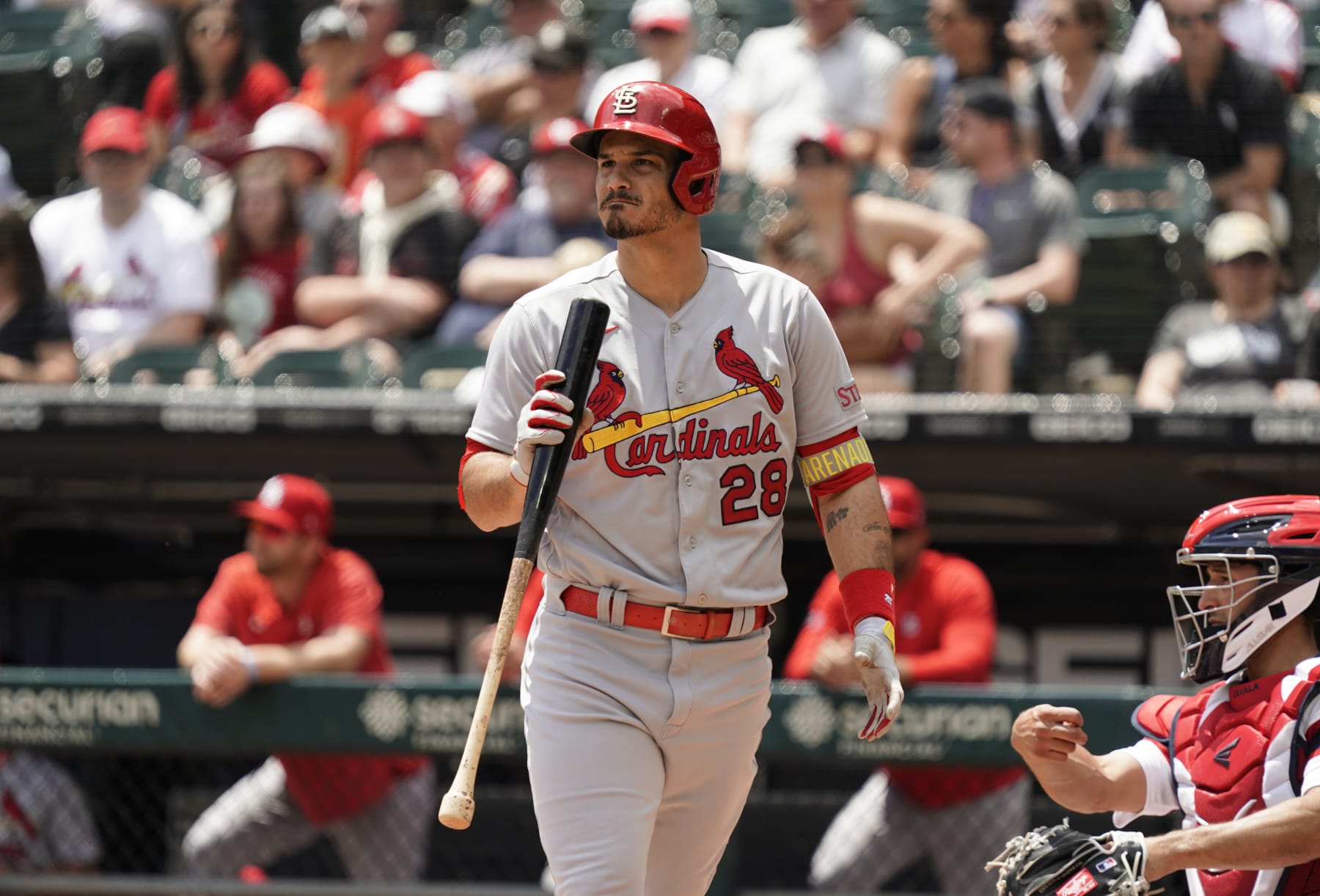 Nolan Arenado #28 of the St. Louis Cardinals during the 2023 MLB