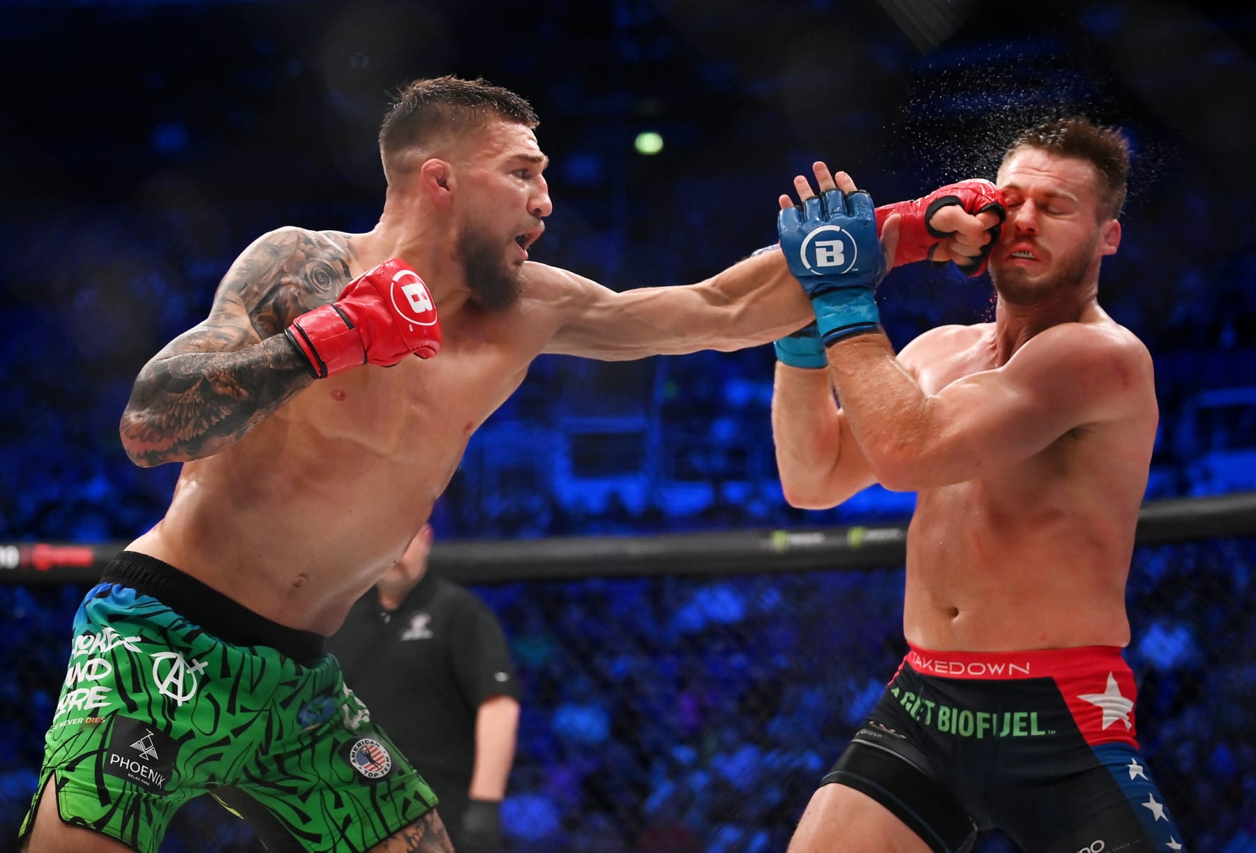 Yaroslav Amosov lands a punch on Logan Storely.