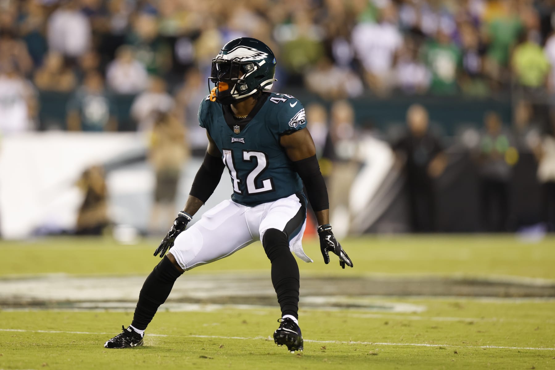 Philadelphia Eagles safety K'Von Wallace (42) stands on the