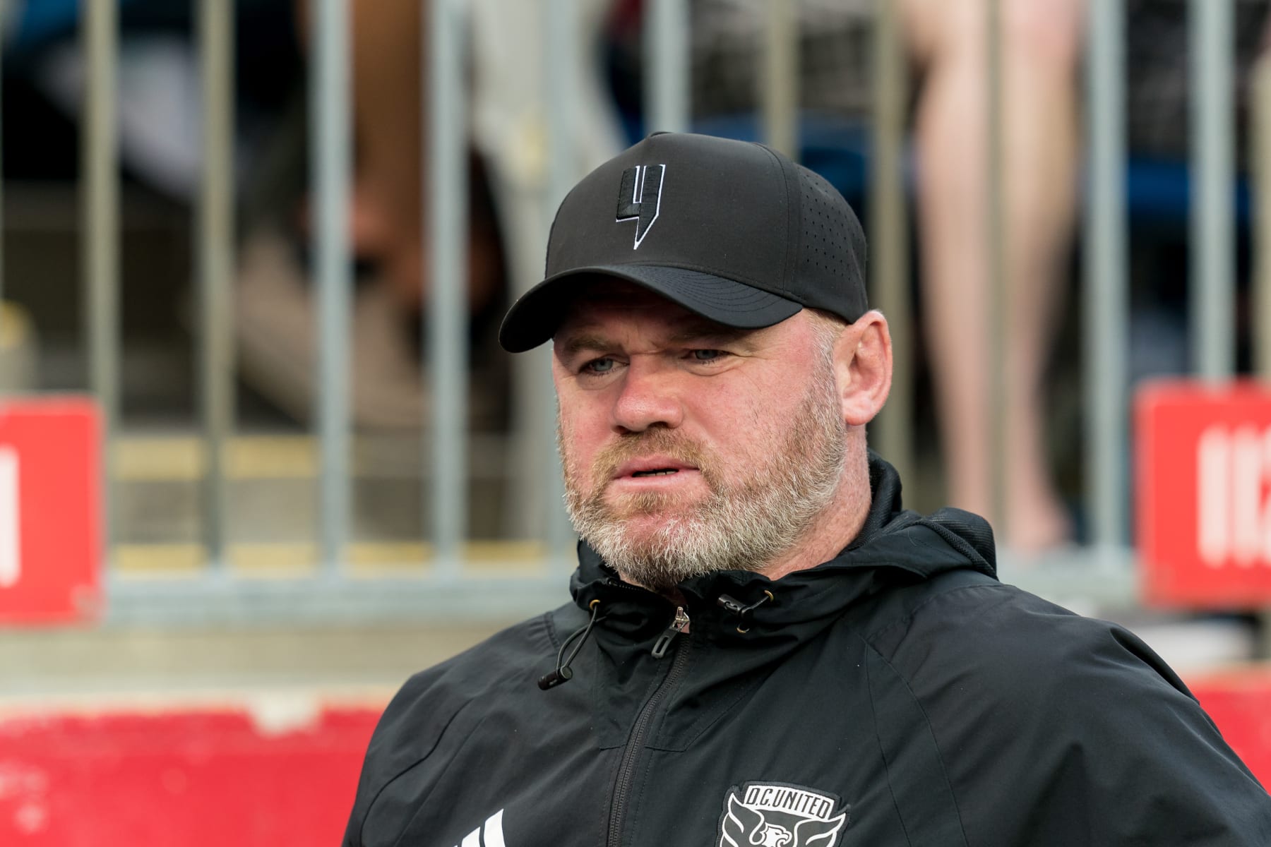 FOXBOROUGH, MA - JULY 15: Coach Wayne Rooney of D.C. United before a game between D.C. United and New England Revolution at Gillette Stadium on July 15, 2023 in Foxborough, Massachusetts. (Photo by Andrew Katsampes/ISI Photos/Getty Images).