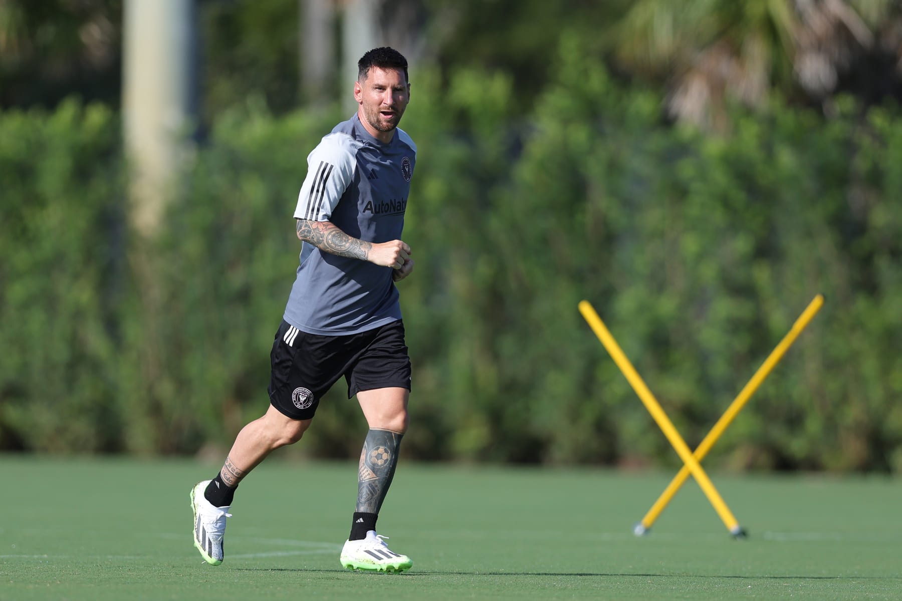 FORT LAUDERDALE, FLORIDA - JULY 18: Lionel Messi of Inter Miami CF trains during an Inter Miami CF Training Session at Florida Blue Training Center on July 18, 2023 in Fort Lauderdale, Florida. (Photo by Megan Briggs/Getty Images)