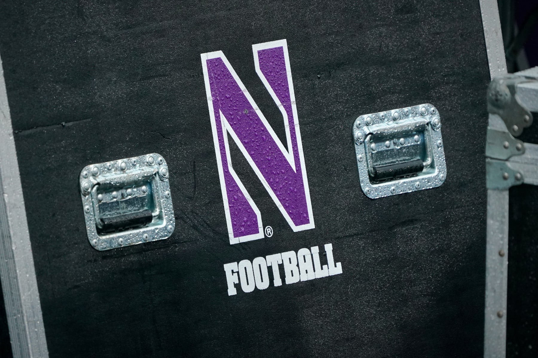 EVANSTON, IL - DECEMBER 12: A detail view of the Northwestern Wildcats logo is seen on a piece of equipment in action during a game between the Illinois Fighting Illini and the Northwestern Wildcats on December 12, 2020, at Ryan Field in Evanston, IL. (Photo by Robin Alam/Icon Sportswire via Getty Images)