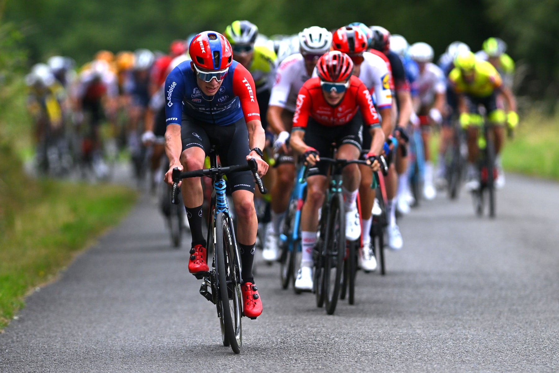 HAMOIR, BELGIUM - JULY 22: Pim Ronhaar of The Netherlands and Team Baloise-Trek Lions competes during the stage one of the 44th Ethias-Tour de Wallonie 2023 a 189.6km stage from Huy to Hamoir / #UCIWT / on July 22, 2023 in Hamoir, Belgium. (Photo by Luc Claessen/Getty Images)