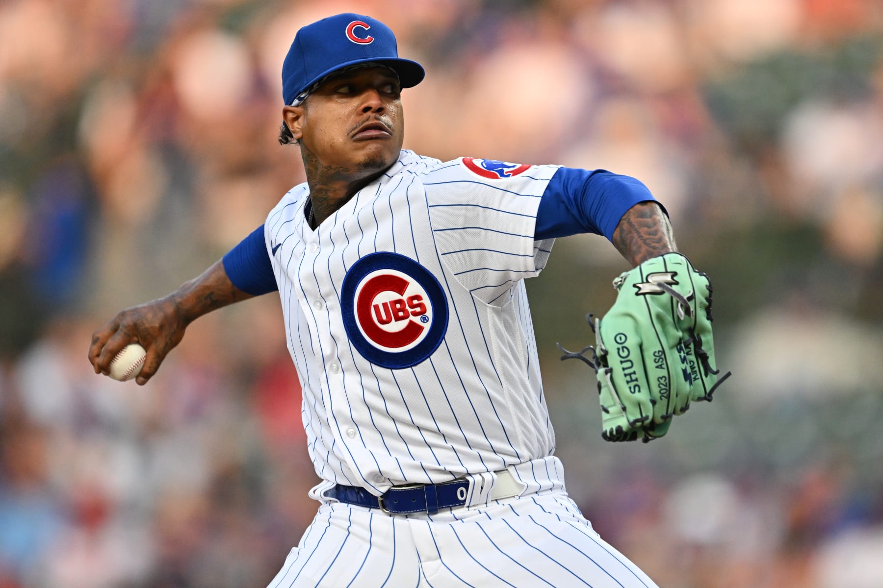 CHICAGO, IL - JULY 31:  Marcus Stroman #0 of the Chicago Cubs pitches in the first inning against the Cincinnati Reds at Wrigley Field on July 31, 2023 in Chicago, Illinois.  (Photo by Jamie Sabau/Getty Images)