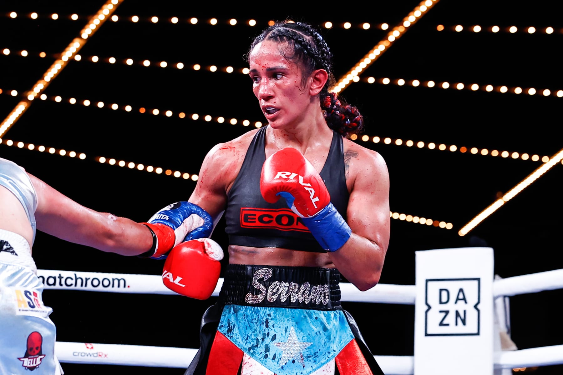 NEW YORK, NY - FEBRUARY 04: Amanda Serrano boxes against Erika Cruz to become the undisputed featherweight champion of the world on February 4, 2023 at the Hulu Theater at Madison Square Garden in New York.   (Photo by Rich Graessle/Icon Sportswire via Getty Images)