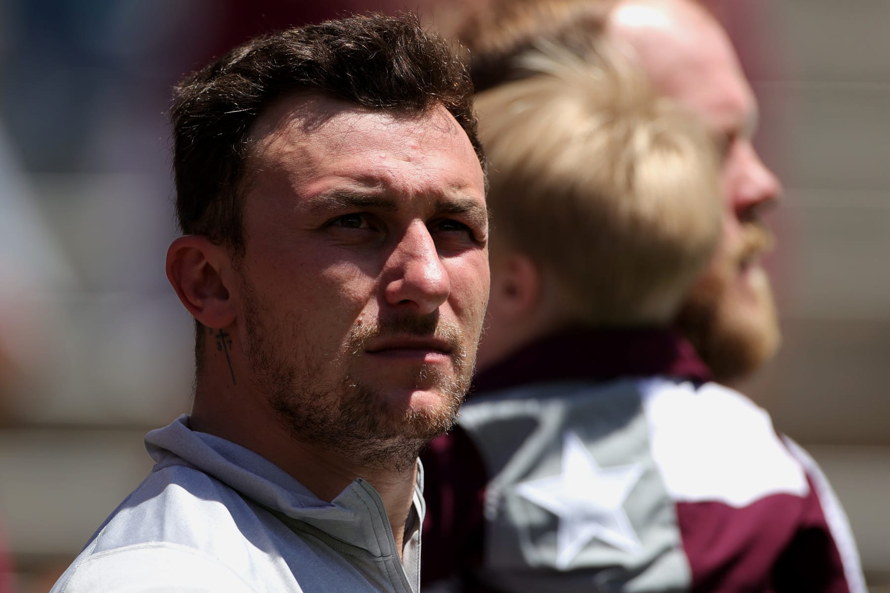 COLLEGE STATION, TEXAS - APRIL 24: Johnny Manziel looks on during the spring game at Kyle Field on April 24, 2021 in College Station, Texas. (Photo by Carmen Mandato/Getty Images)