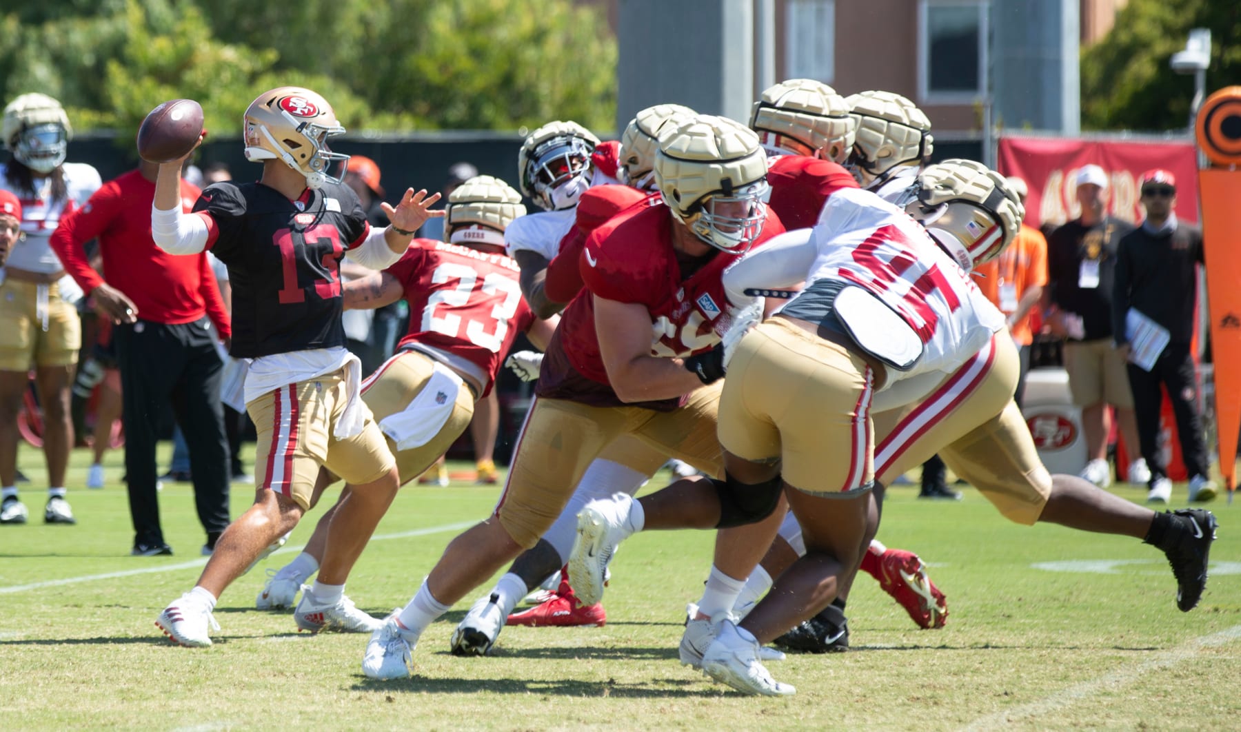 49ers training camp report: Brock Purdy's bumpy practice vs. Raiders – NBC  Sports Bay Area & California