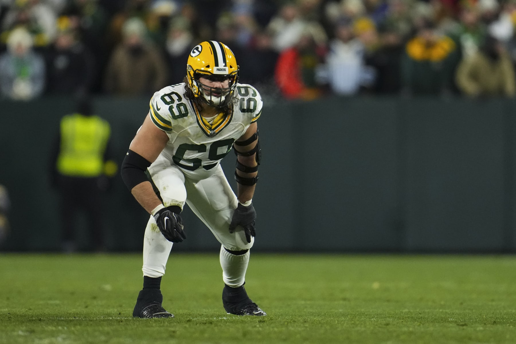 GREEN BAY, WI - DECEMBER 19: Green Bay Packers defensive tackle Jarran Reed  (90) celebrates during a game between the Green Bay Packers and the Los  Angeles Rams on December 19, 2022