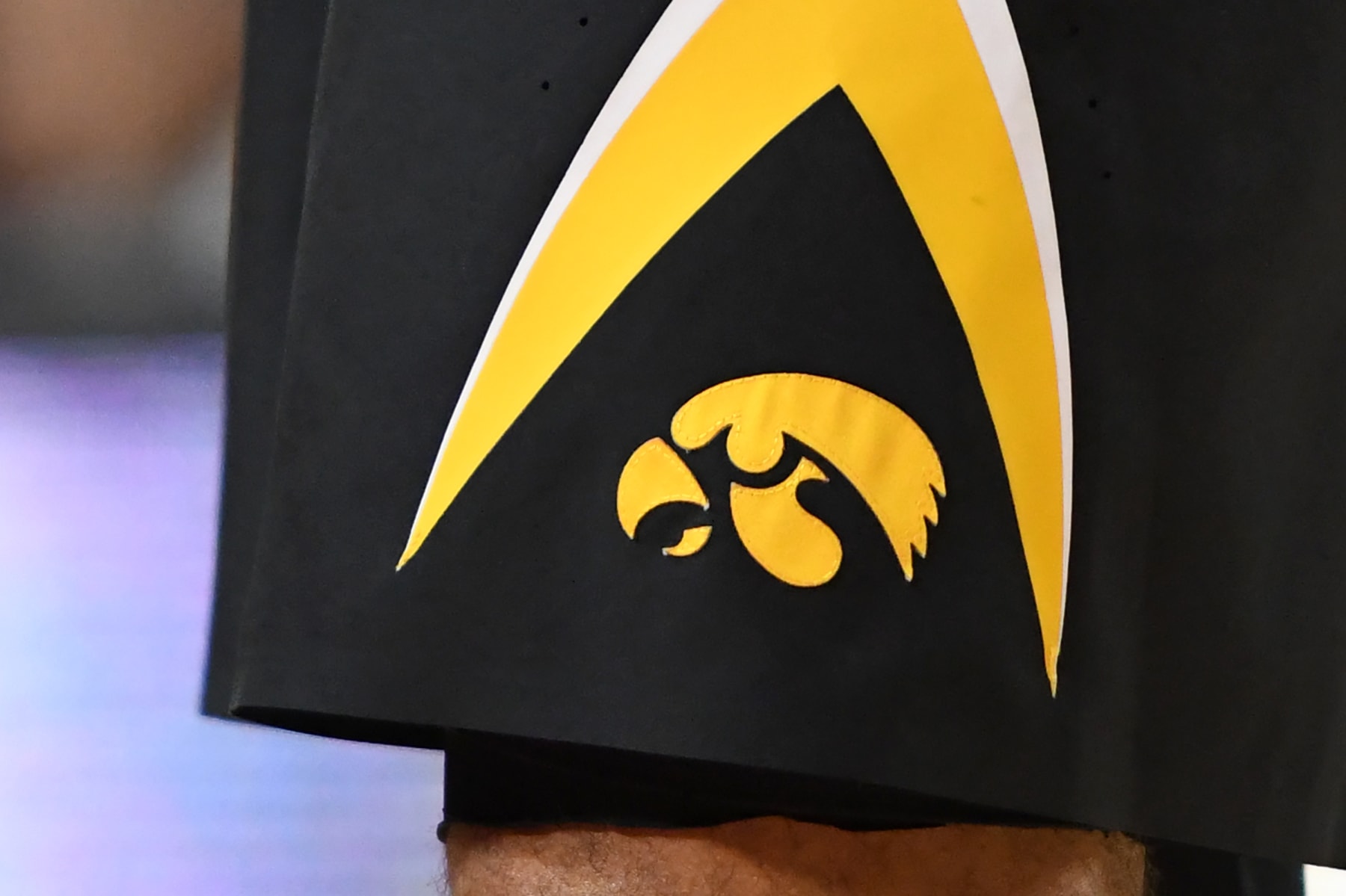 COLLEGE PARK, MD - JANUARY 07: The Iowa Hawkeyes logo on a pair of shorts during a college basketball game against the Maryland Terrapins at the XFinity Center on January 7, 2018 in College Park, Maryland. The Terrapins won 91-73. (Photo by Mitchell Layton/Getty Images) *** Local Caption ***