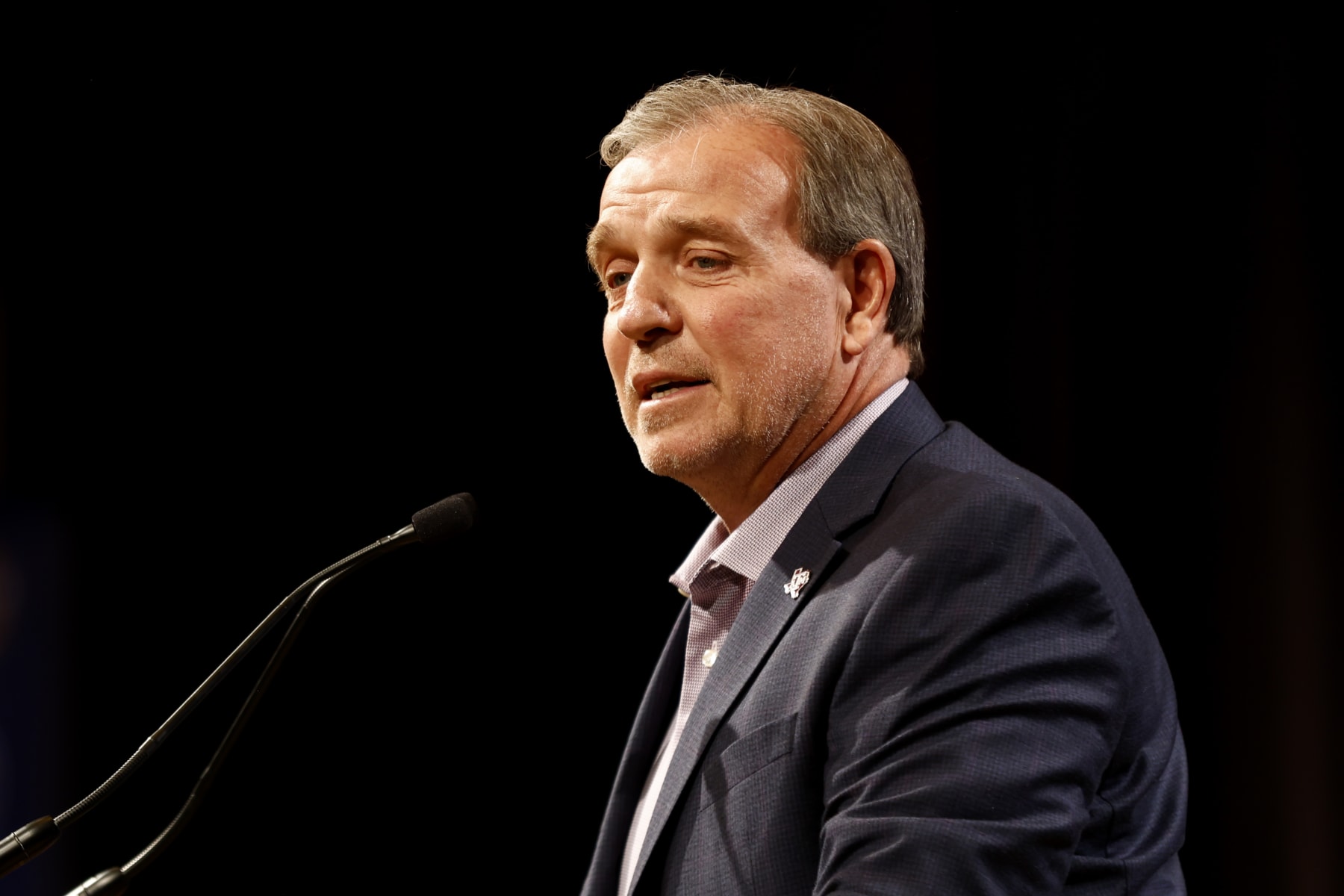 NASHVILLE, TENNESSEE - JULY 17: Head Coach Jimbo Fisher of the Texas A&M Aggies speaks during Day 1 of 2023 SEC Media Days at Grand Hyatt Nashville on July 17, 2023 in Nashville, Tennessee. (Photo by Johnnie Izquierdo/Getty Images)