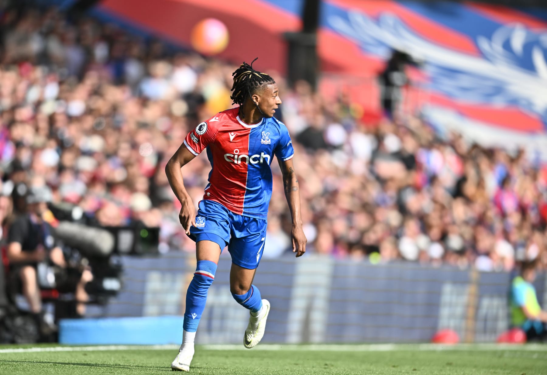 LONDON, ENGLAND - MAY 28: Michael Olise of Crystal Palace during the Premier League match between Crystal Palace and Nottingham Forest at Selhurst Park on May 28, 2023 in London, United Kingdom. (Photo by Sebastian Frej/MB Media/Getty Images)