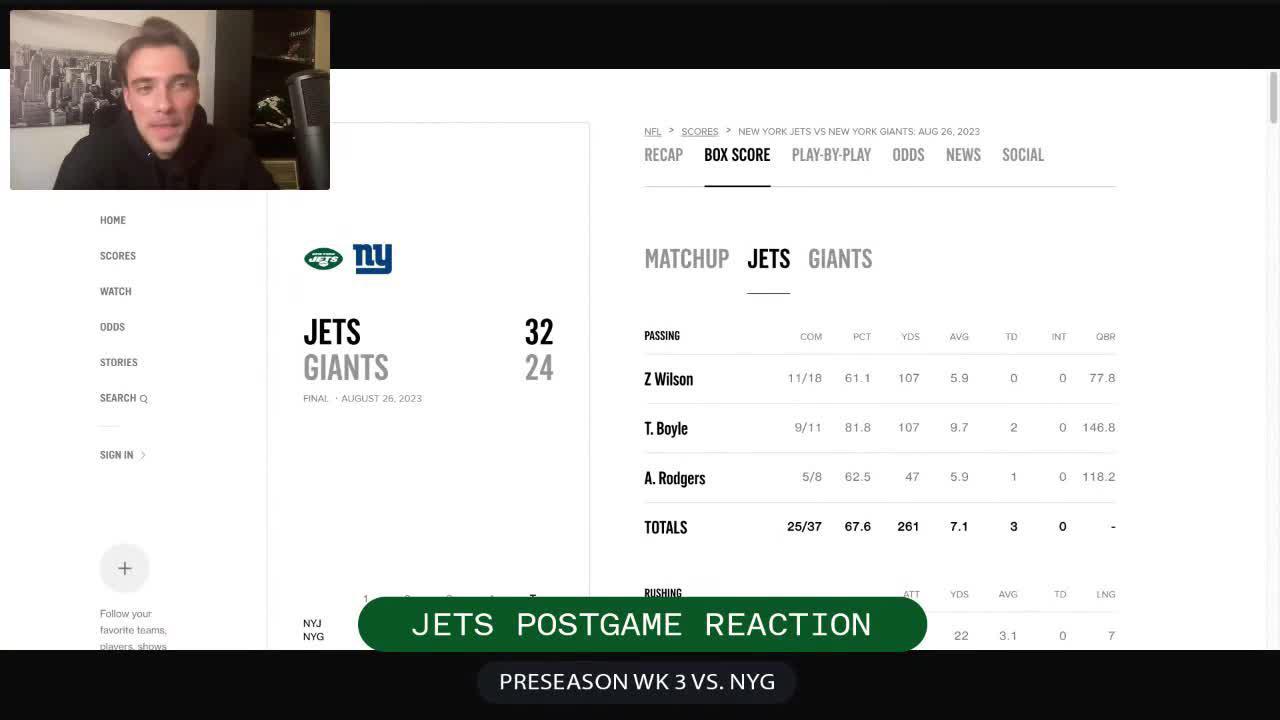 Jets 32-24 Giants (Aug 26, 2023) Final Score - ESPN