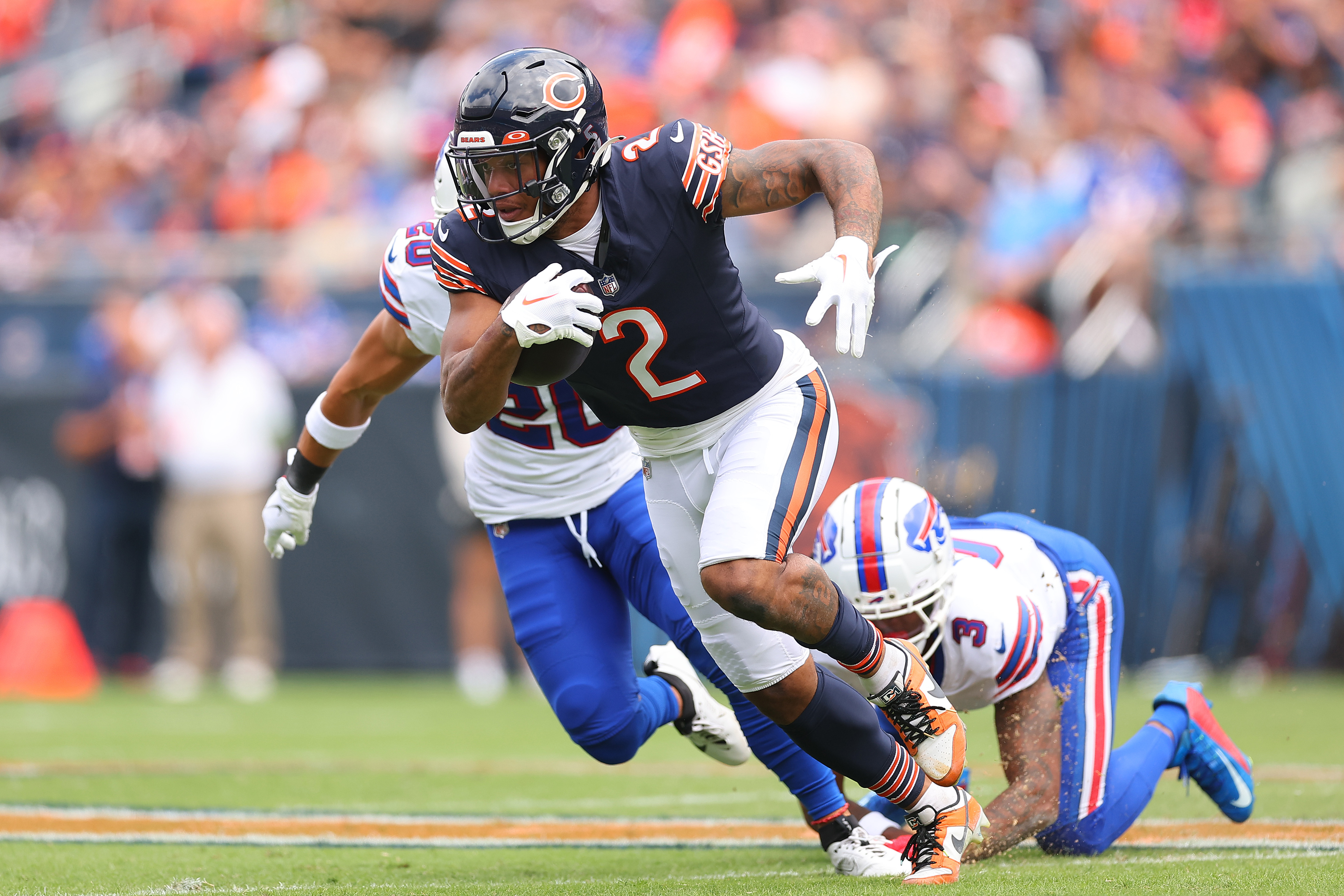 August 12, 2023 - Tennessee Titans quarterback Malik Willis (7) scores a  touchdown during NFL preseason football game between the Chicago Bears vs  the Tennessee Titans in Chicago, IL (Credit Image: Gary