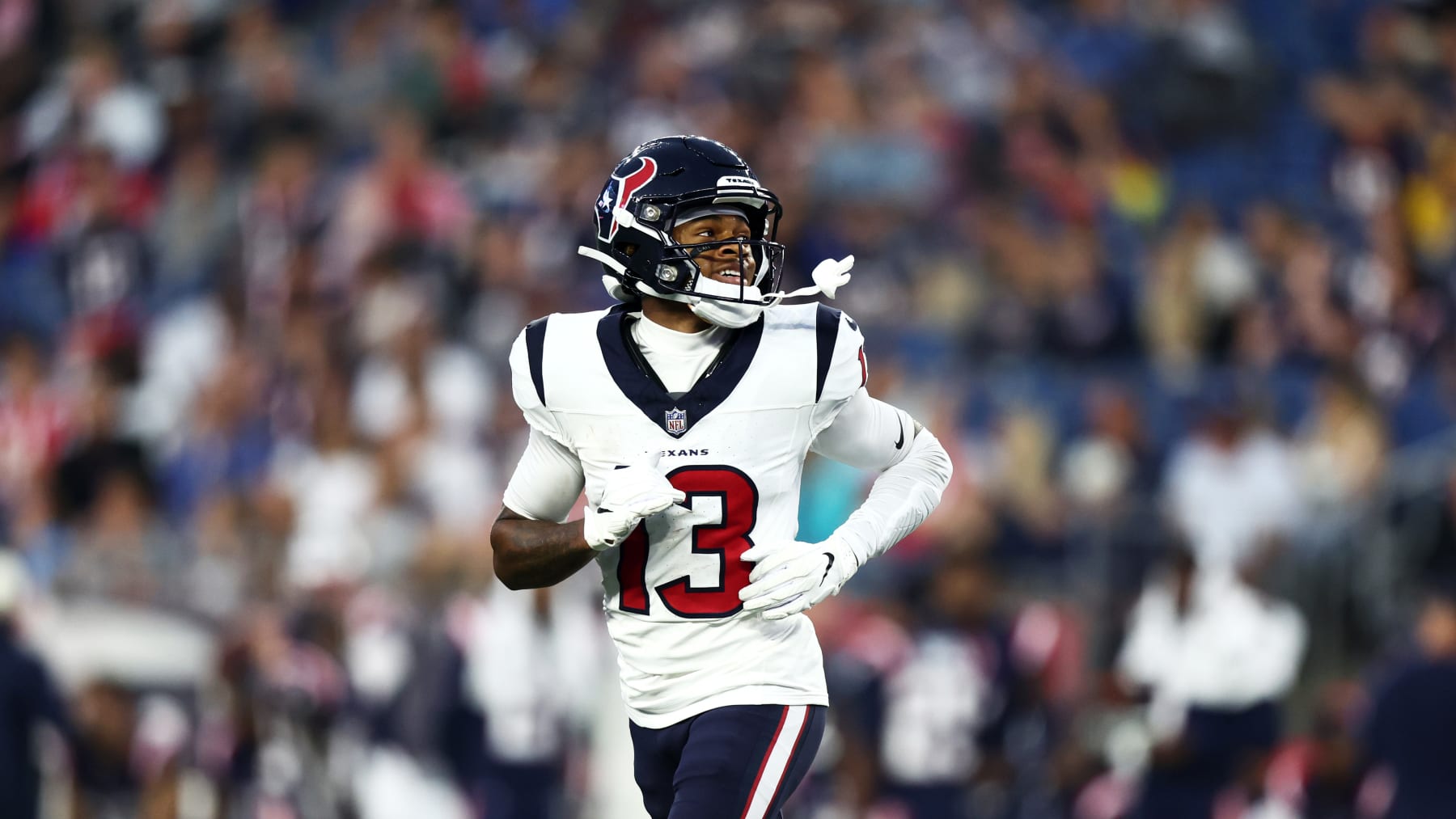 New Orleans Saints tight end Juwan Johnson (83) warms up before an NFL  preseason football game against the Los Angeles Chargers, Friday, Aug. 26,  2022, in New Orleans. (AP Photo/Tyler Kaufman Stock